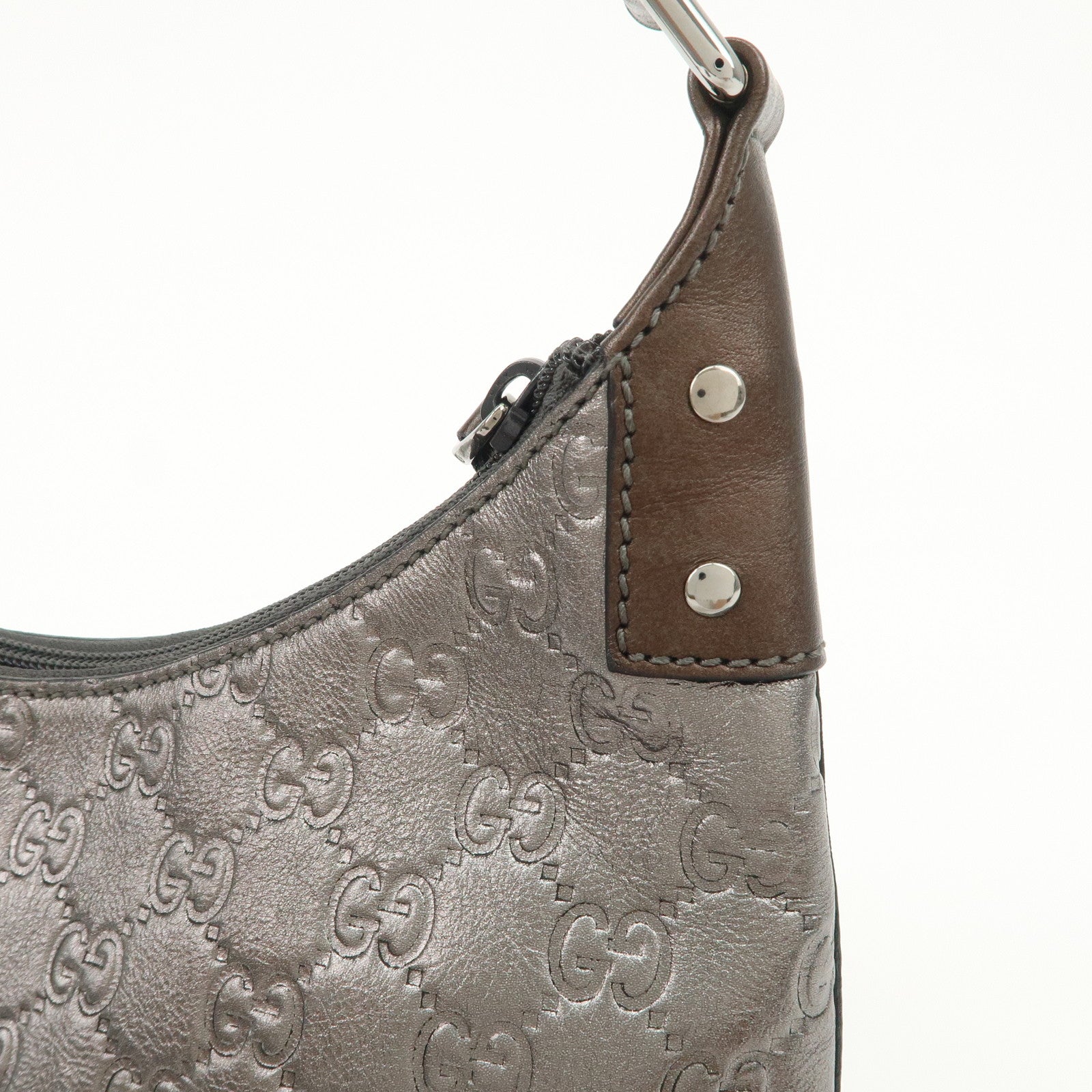 GUCCI Guccissima Leather Shoulder Bag Hand Bag Silver 240020