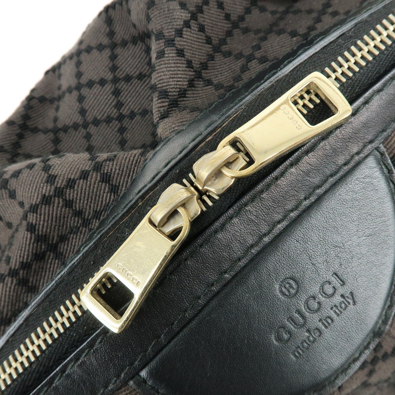 GUCCI Diamante Canvas Leather Shoulder Boston Bag Brown 269930