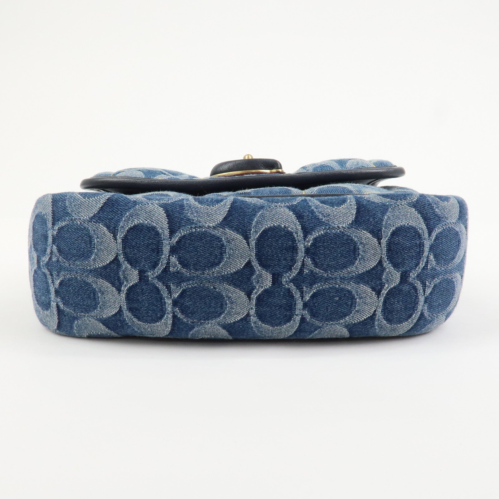 COACH Denim Leather Chain Shoulder Bag Crossbody Bag Hand Bag Blue