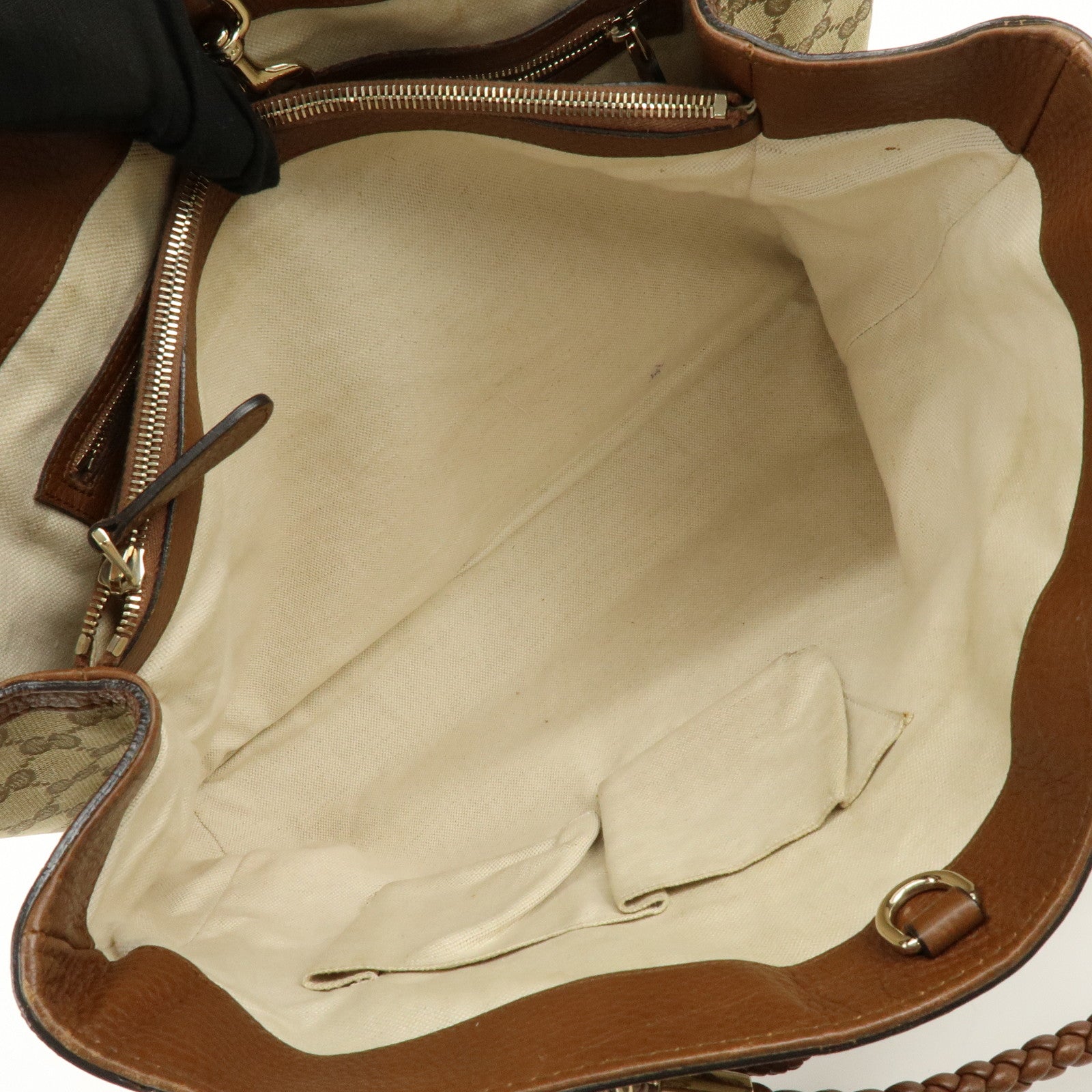 GUCCI Bamboo GG Canvas Leather Tote Bag Hand Bag Brown 269945