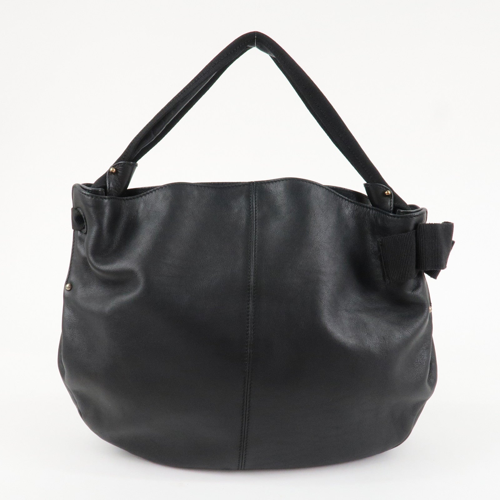 Ferragamo Vara Ribbon Leather Shoulder Bag Hand Bag Black Used