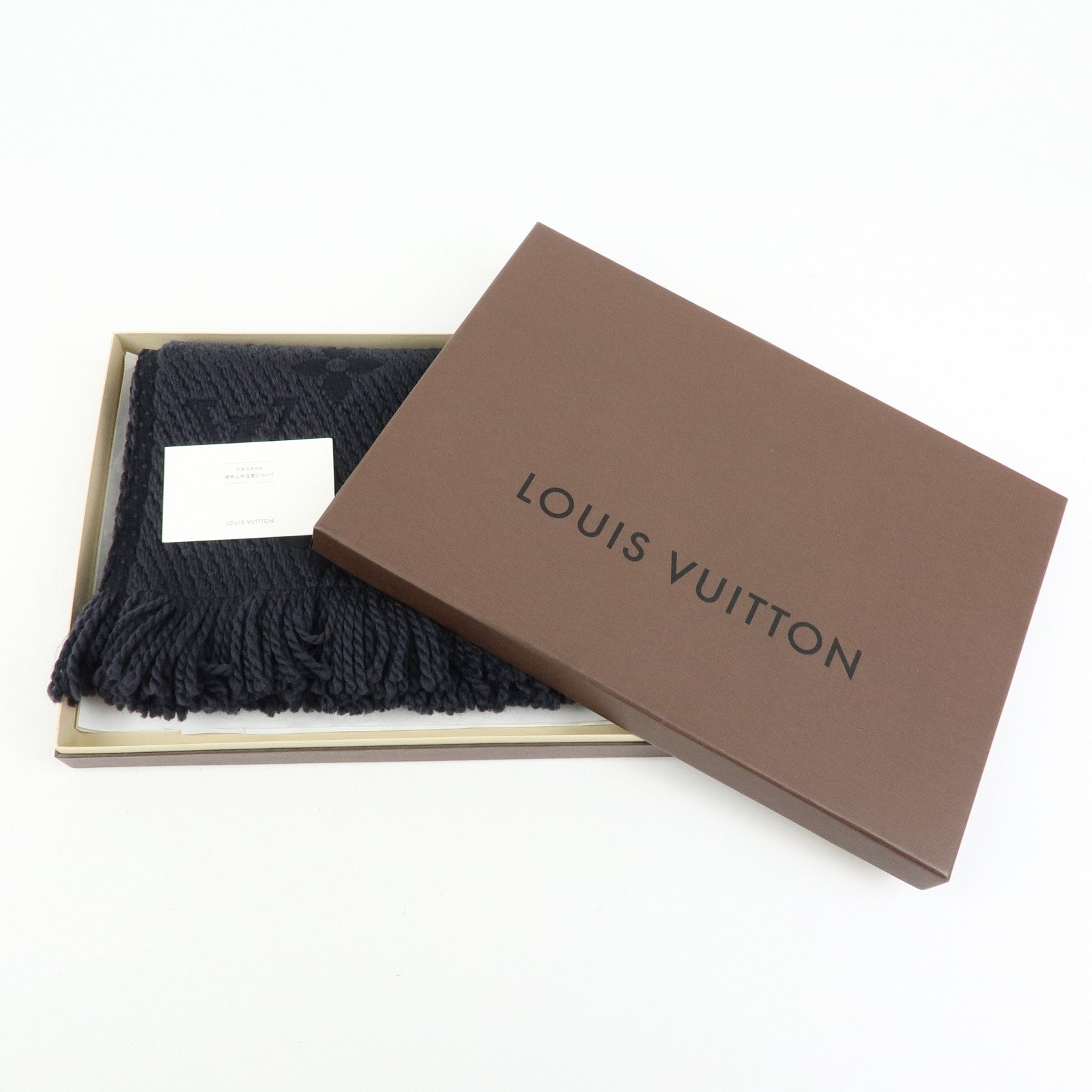 Louis Vuitton Echarpe Logo Mania Wool Silk Scarf Black M72431