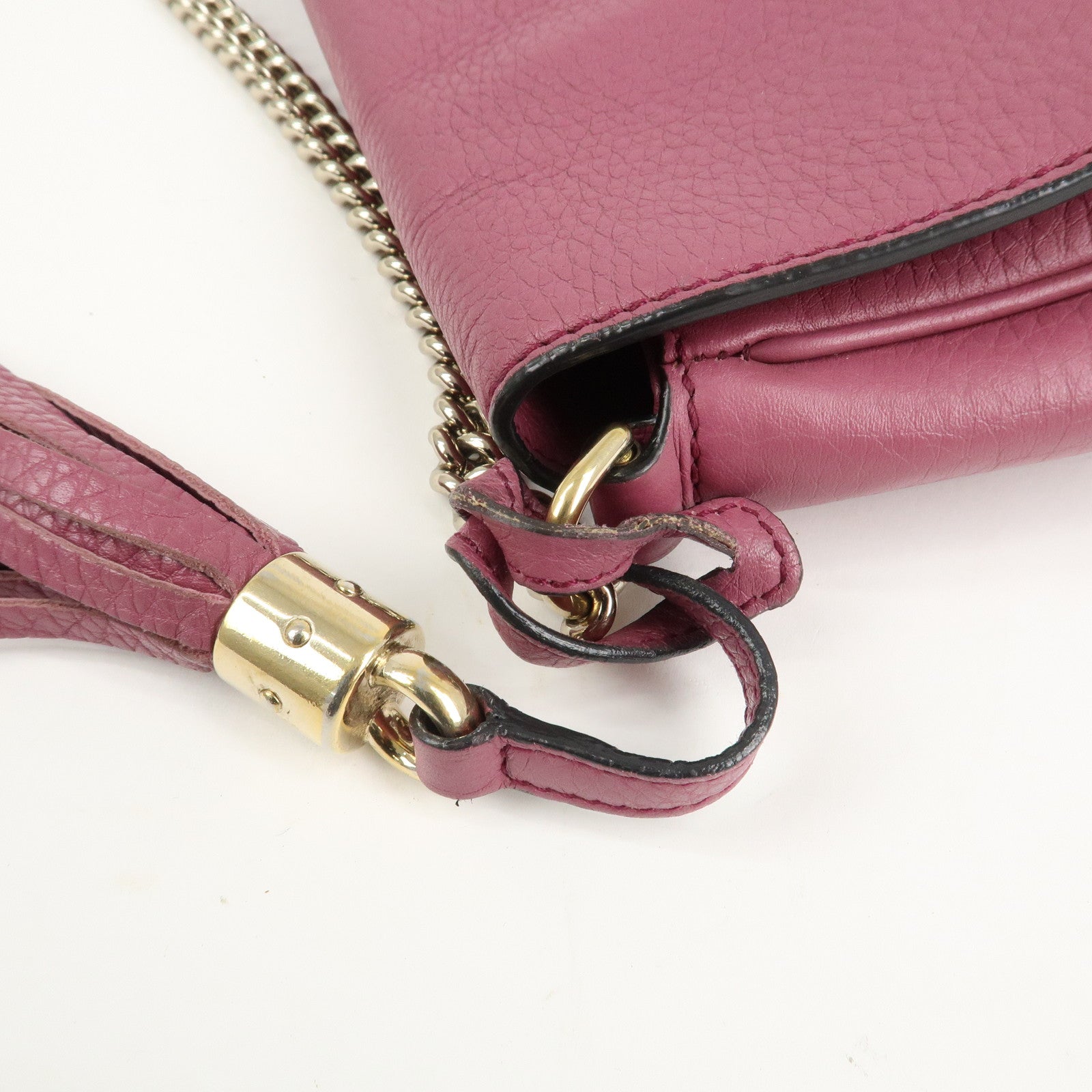 GUCCI SOHO Leather Chain Shoulder Bag Purse Purple 336752