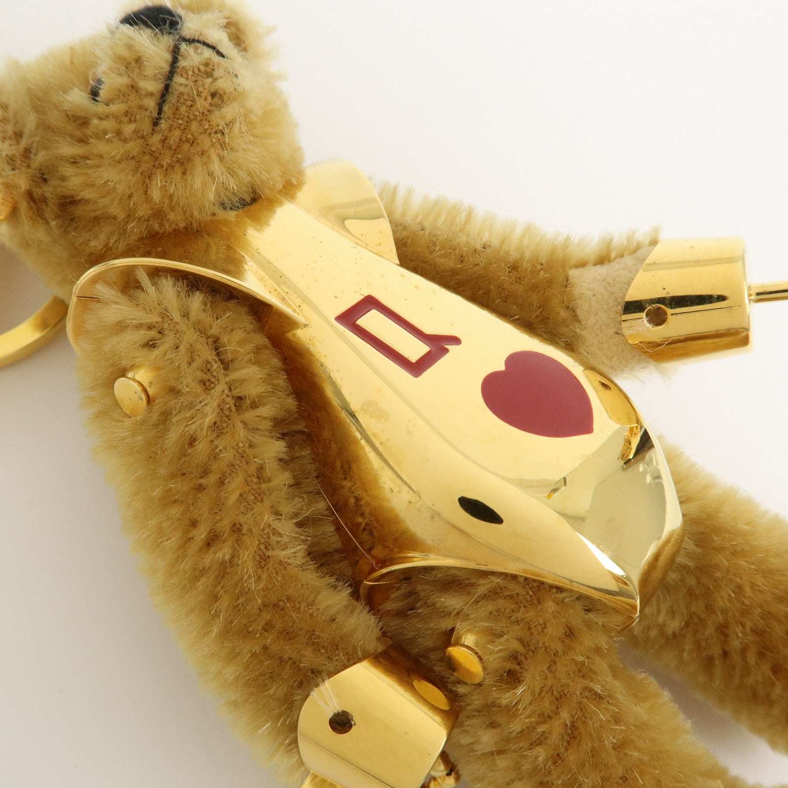 PRADA Teddy Bear Key Bag Charm Lucky Star Gold Brown