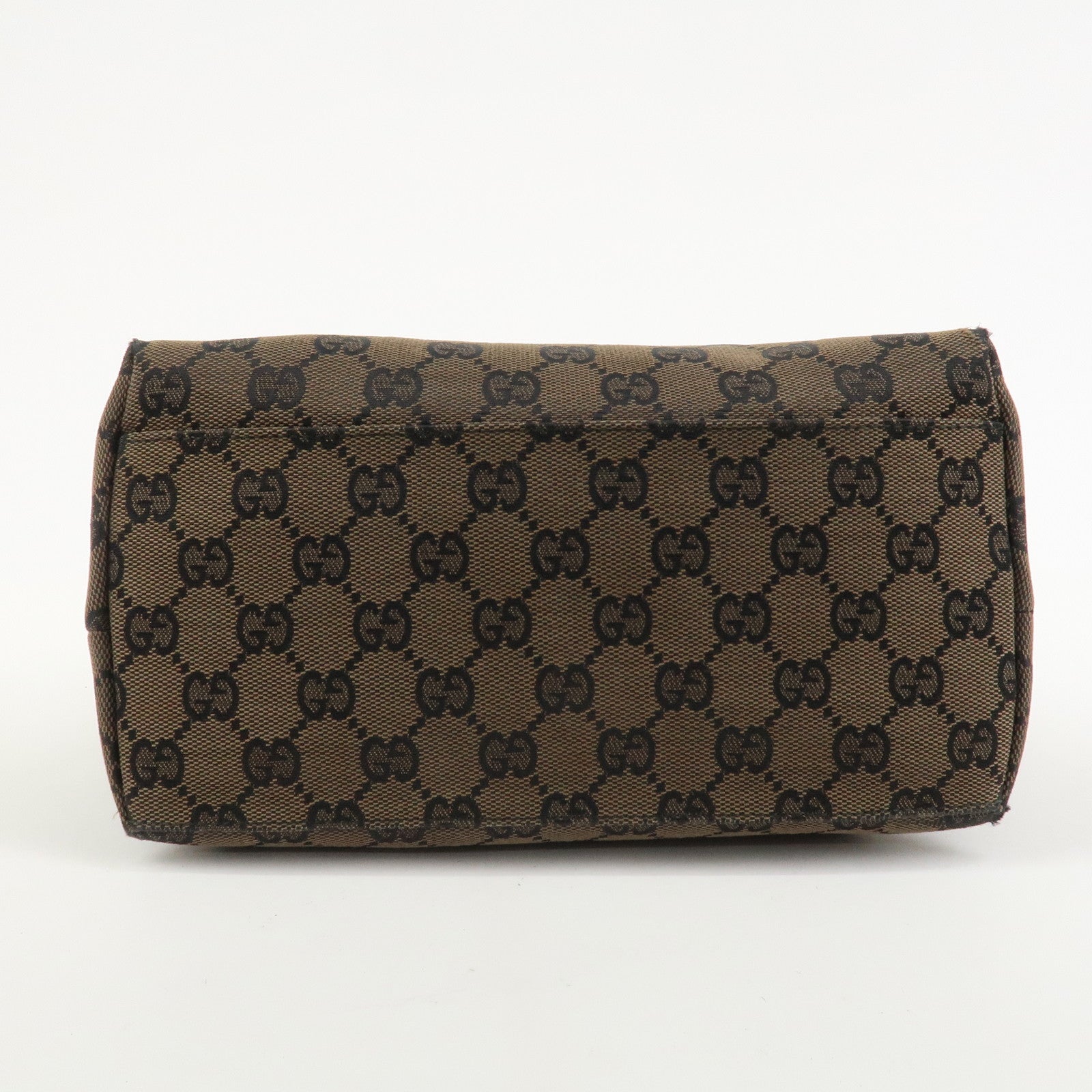 GUCCI GG Canvas Leather Shoulder Bag Hand Bag Brown Black 001・3386