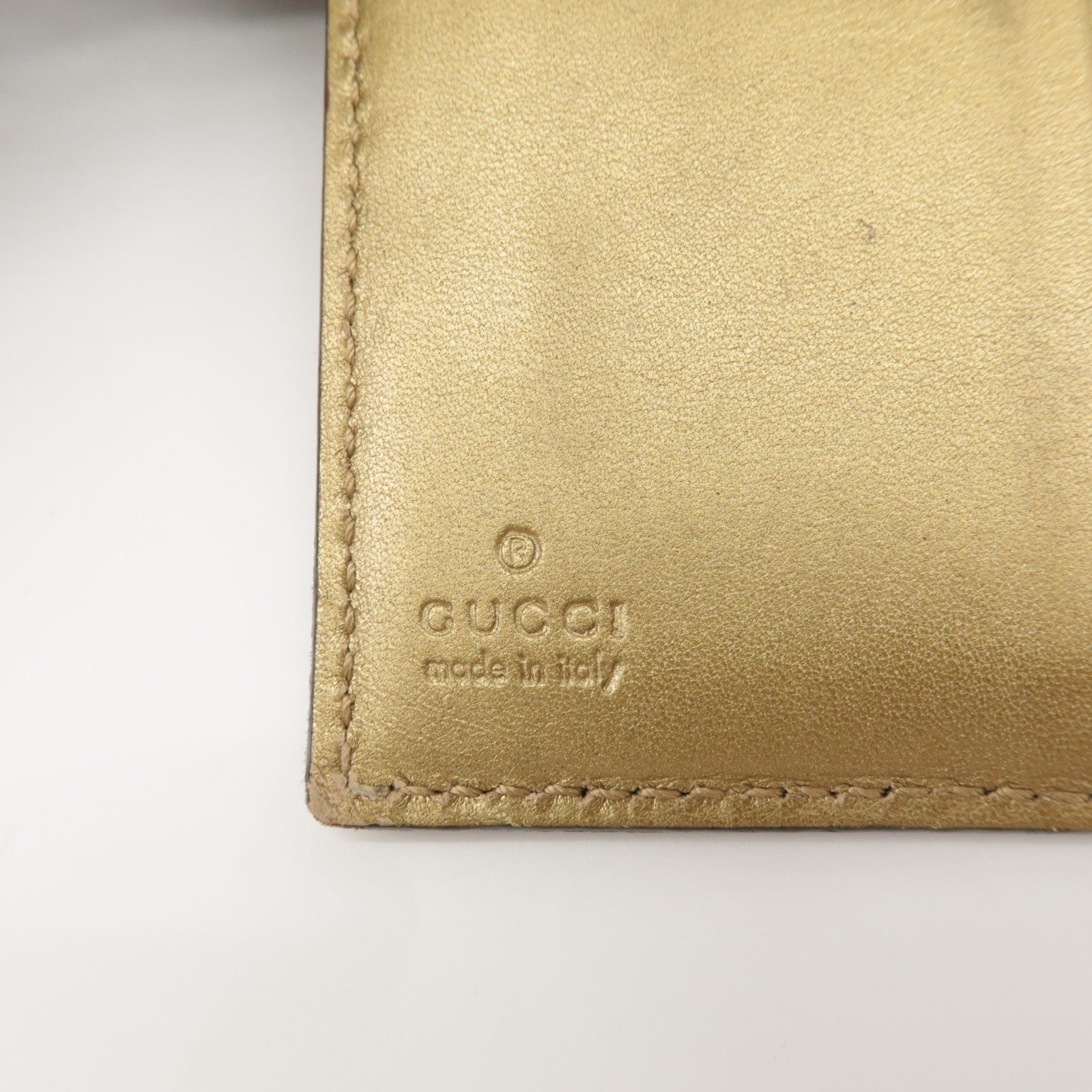 GUCCI Micro Guccissima Leather Card Case Gold 224261 Used