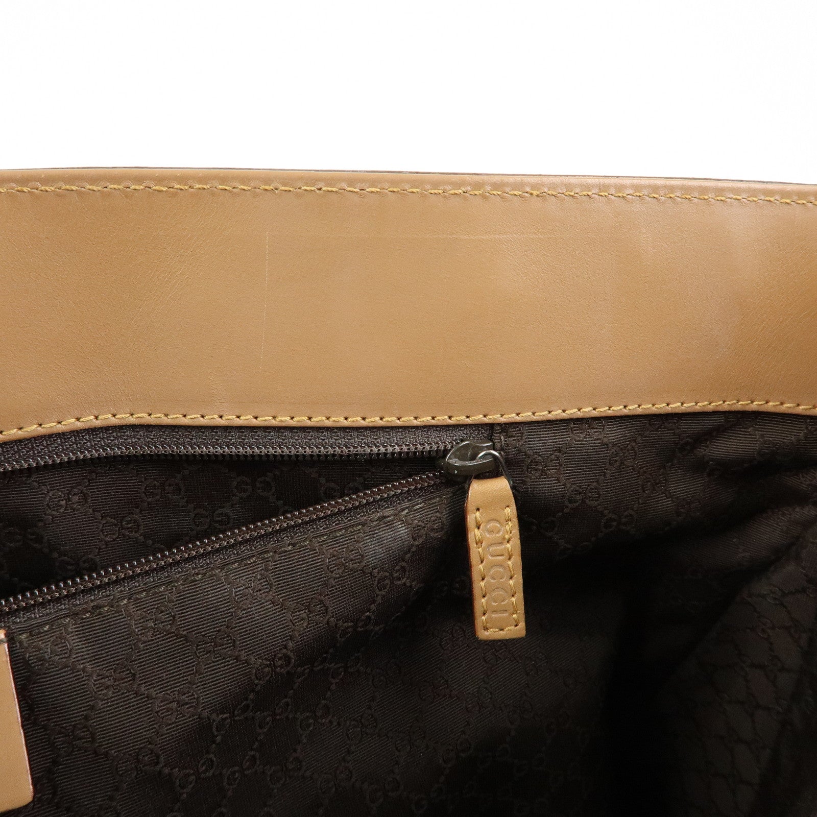 GUCCI Sherry Leather Tote Bag Shoulder Bag Beige 002.1135