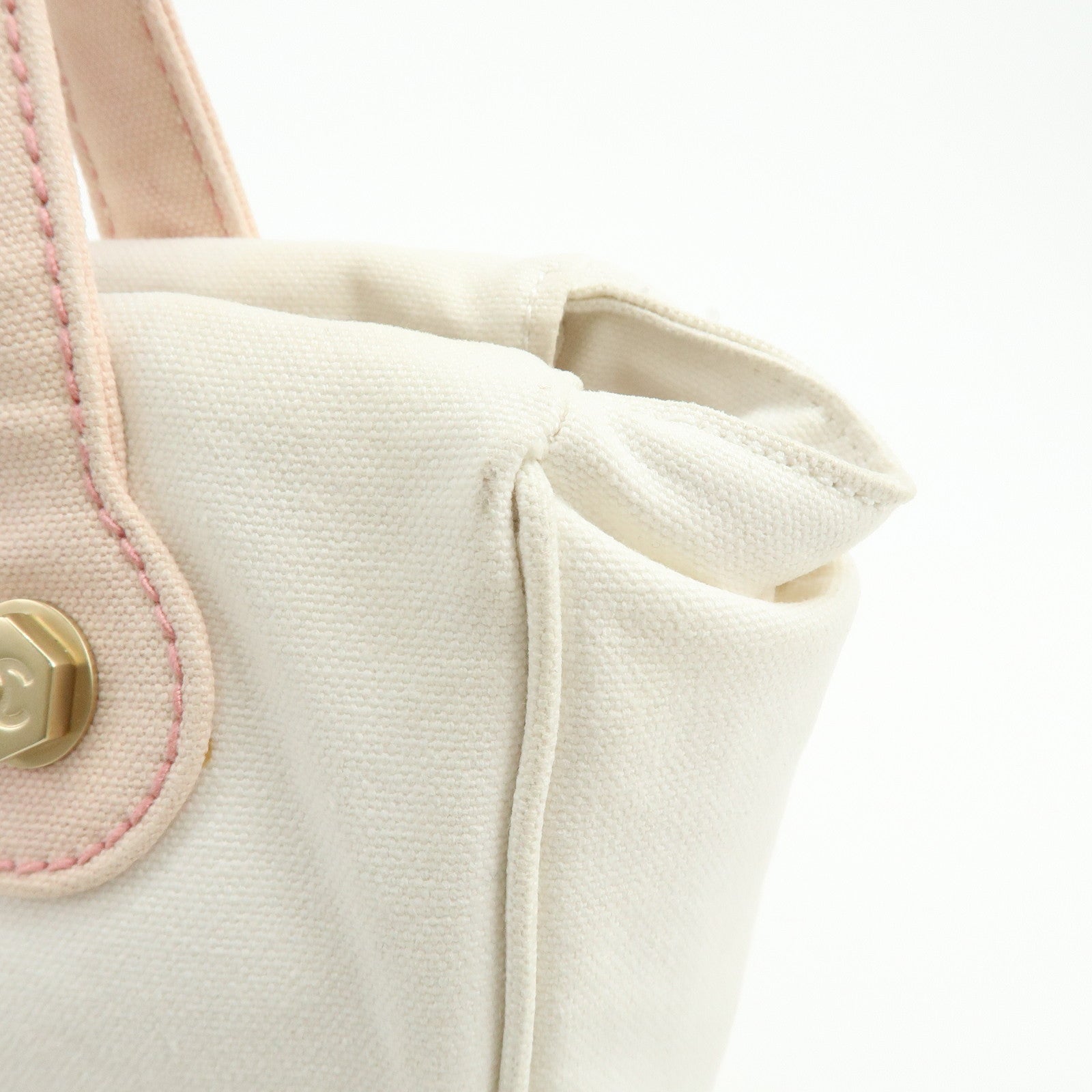 CHANEL Marshmallow Canvas Hand Bag Tote Bag White Pink