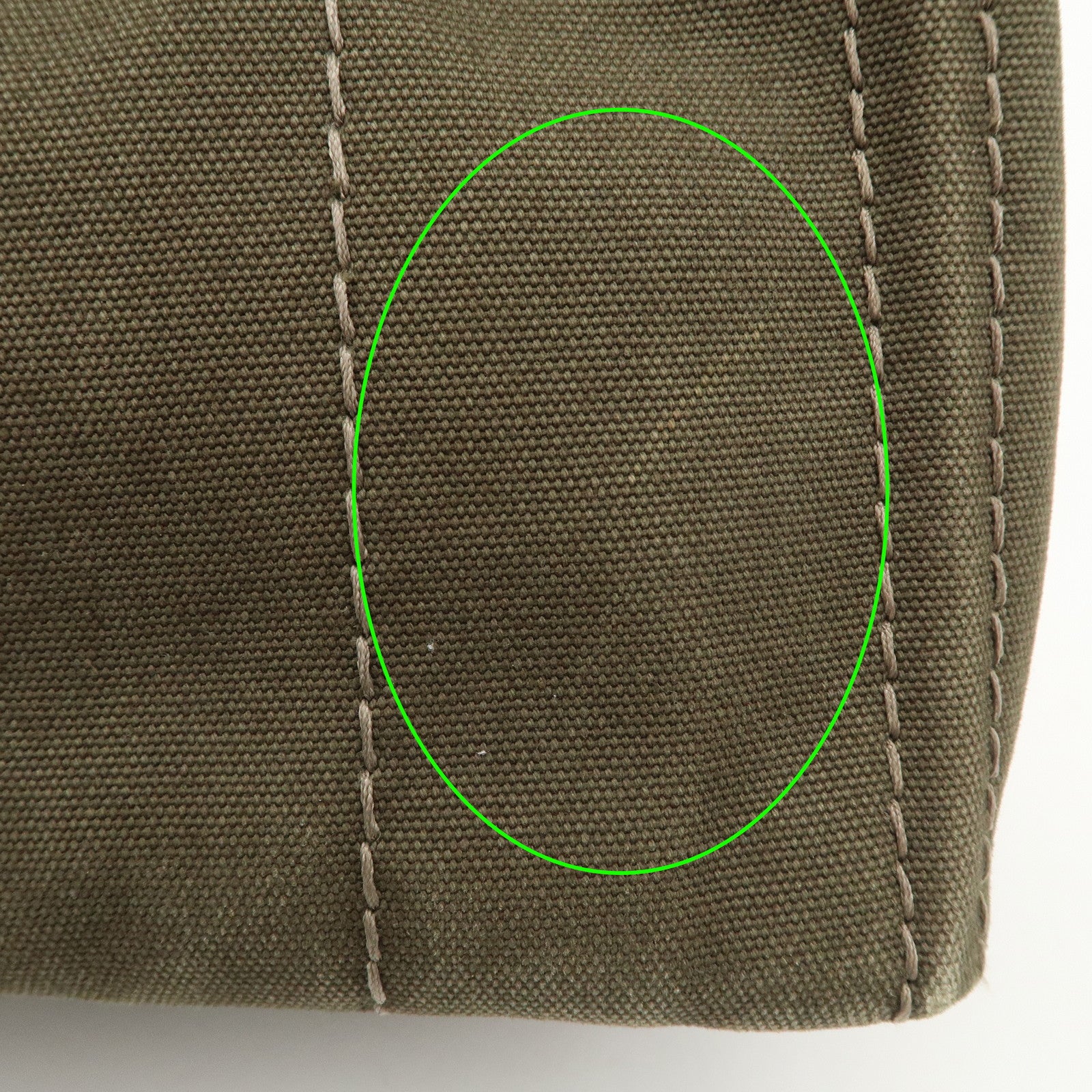 PRADA Canapa Mini Canvas Bag Hand Bag Tote Bag Khaki BN2439 Used