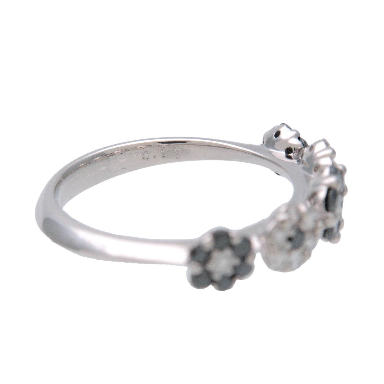 Ponte Vecchio Diamond Flower Motif Ring K18 750WG US4.5 EU48 HK9.5