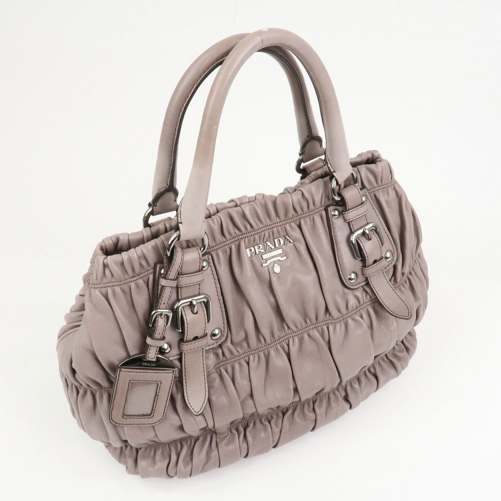 PRADA Logo Nappa Leather 2Way Bag Shoulder Bag Hand Bag Gray