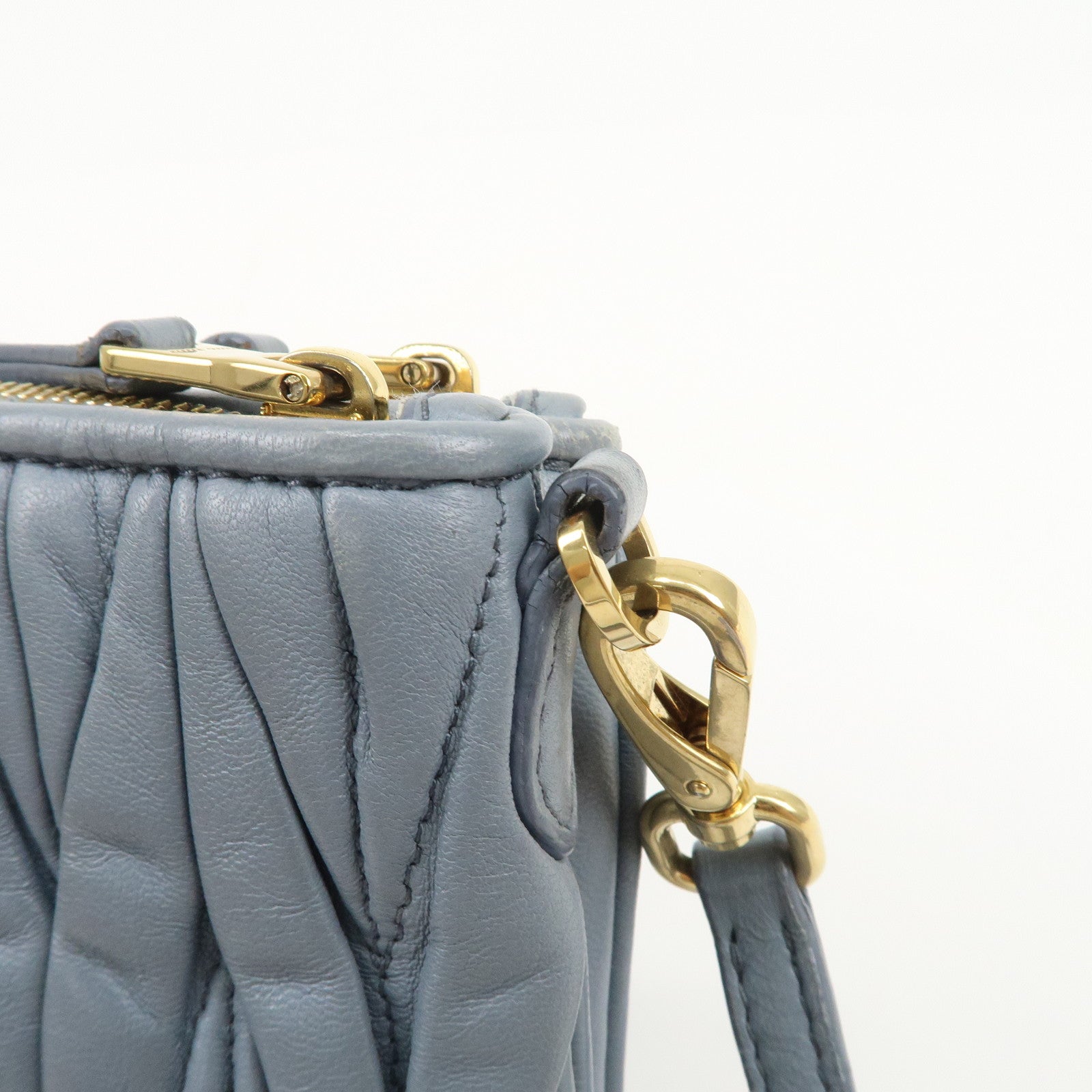 MIU MIU Matelasse Nappa Leather Shoulder Bag Light Blue 5BH057