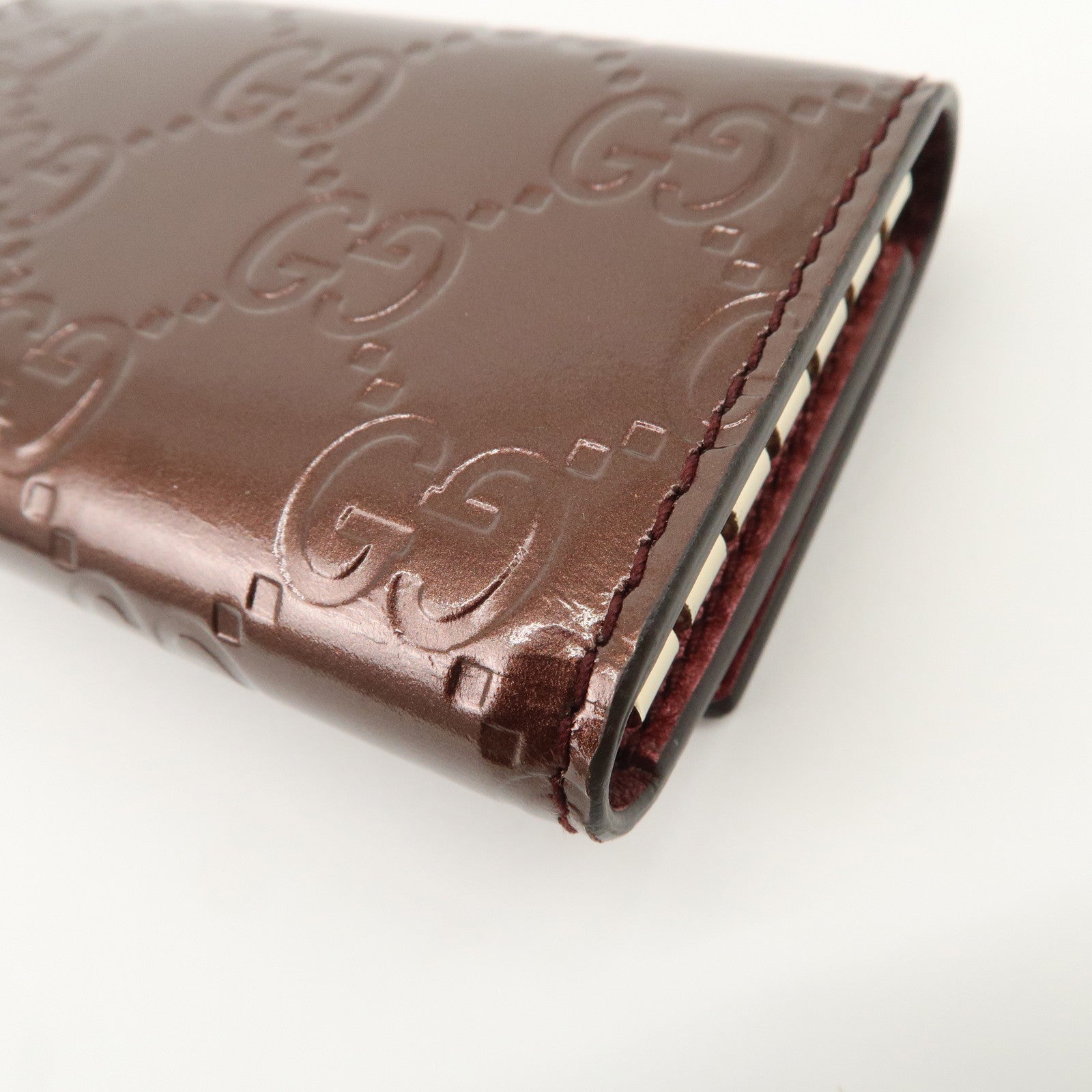 GUCCI Lovely Heart Guccissima Leather 6 Rings Key Case Brown 257217