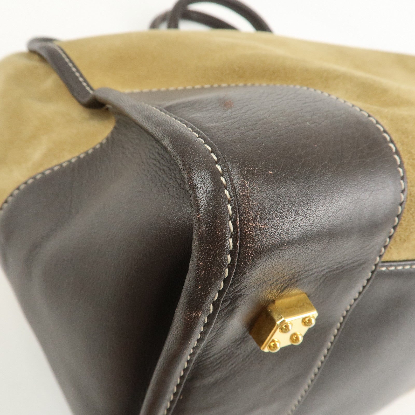 LOEWE Anagram Leather Amazona 40 Hand Bag Beige Brown