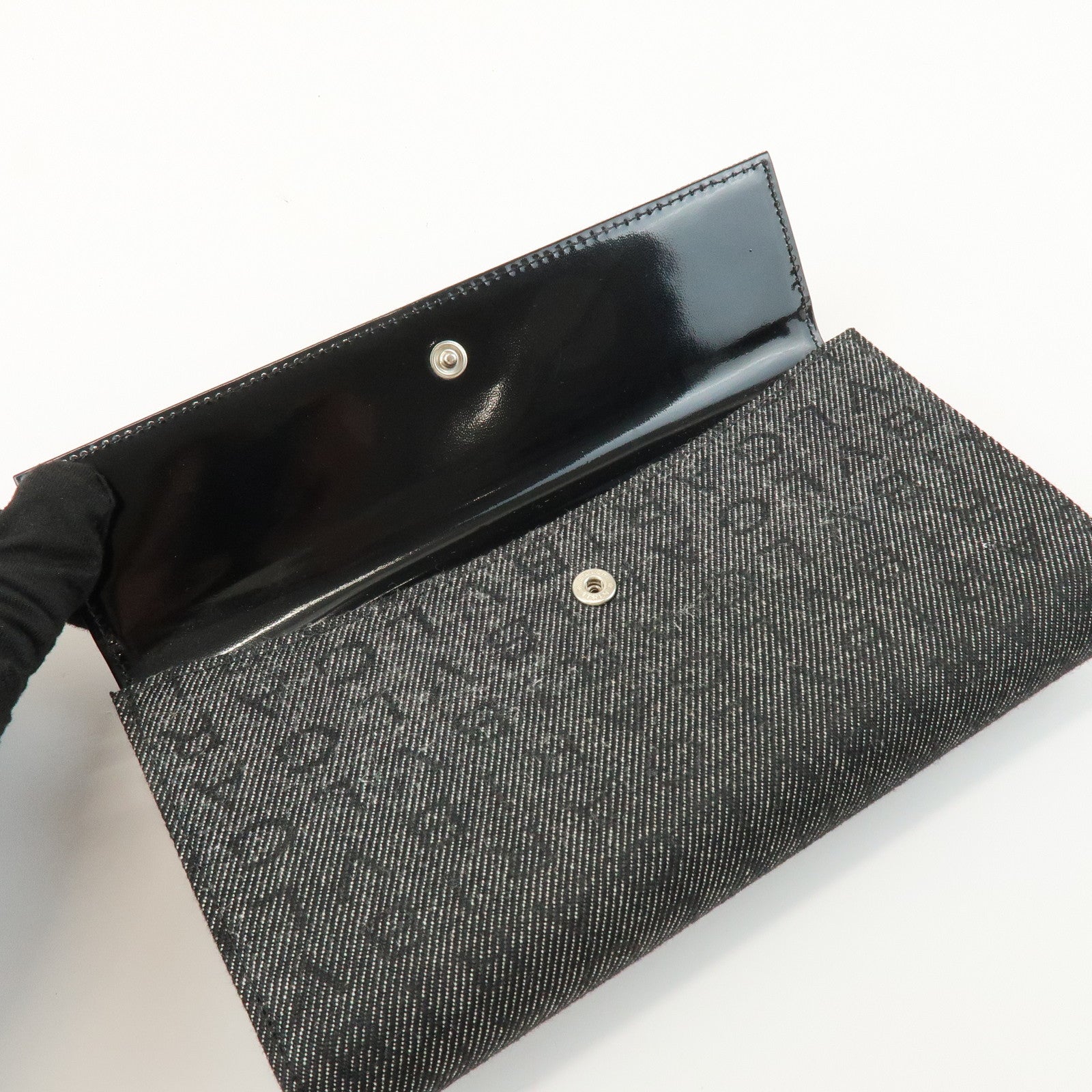BVLGARI Logo Mania Canvas Leather Bi-fold Long Wallet Black