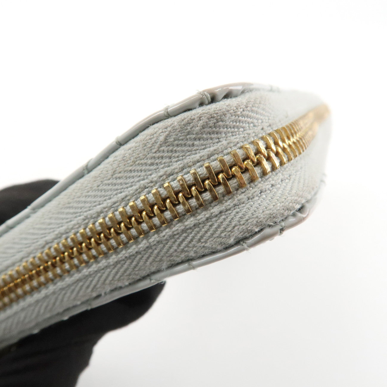 Christian Dior Cannage Patent Leather Zippy Long Wallet Light Blue Used