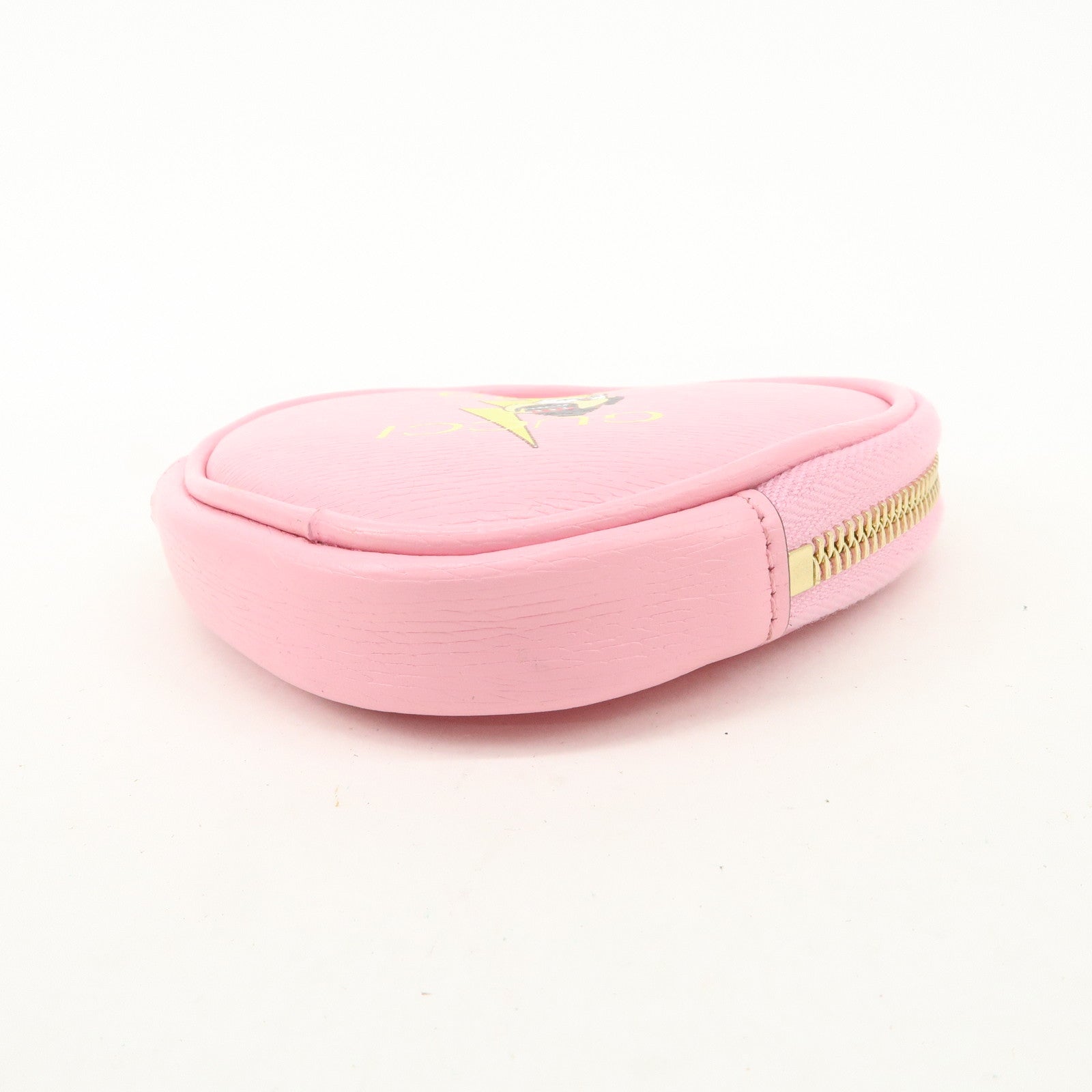 GUCCI Bananya Collaboration Leather Heart Coin Case Pink 701062 Used