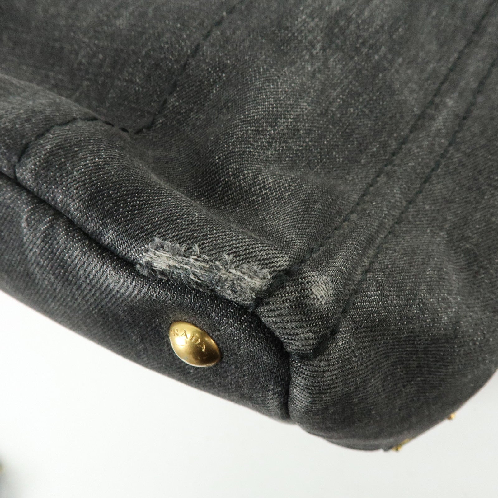 PRADA Canapa Denim Tote Bag Hand Bag Black 1BG642