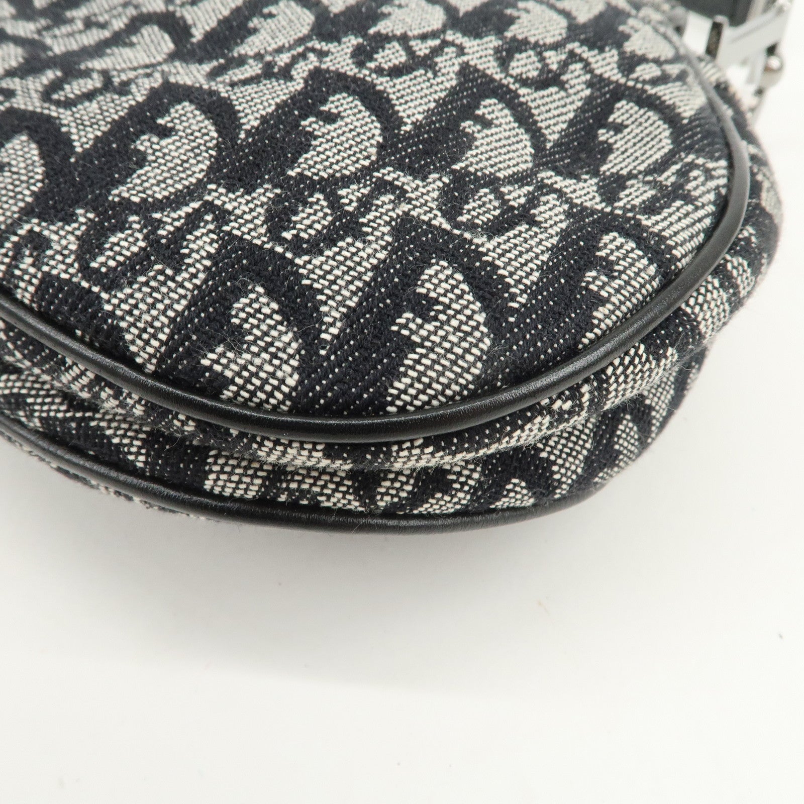 Christian Dior Trotter Canvas Leather Saddle Bag Hand Bag Black