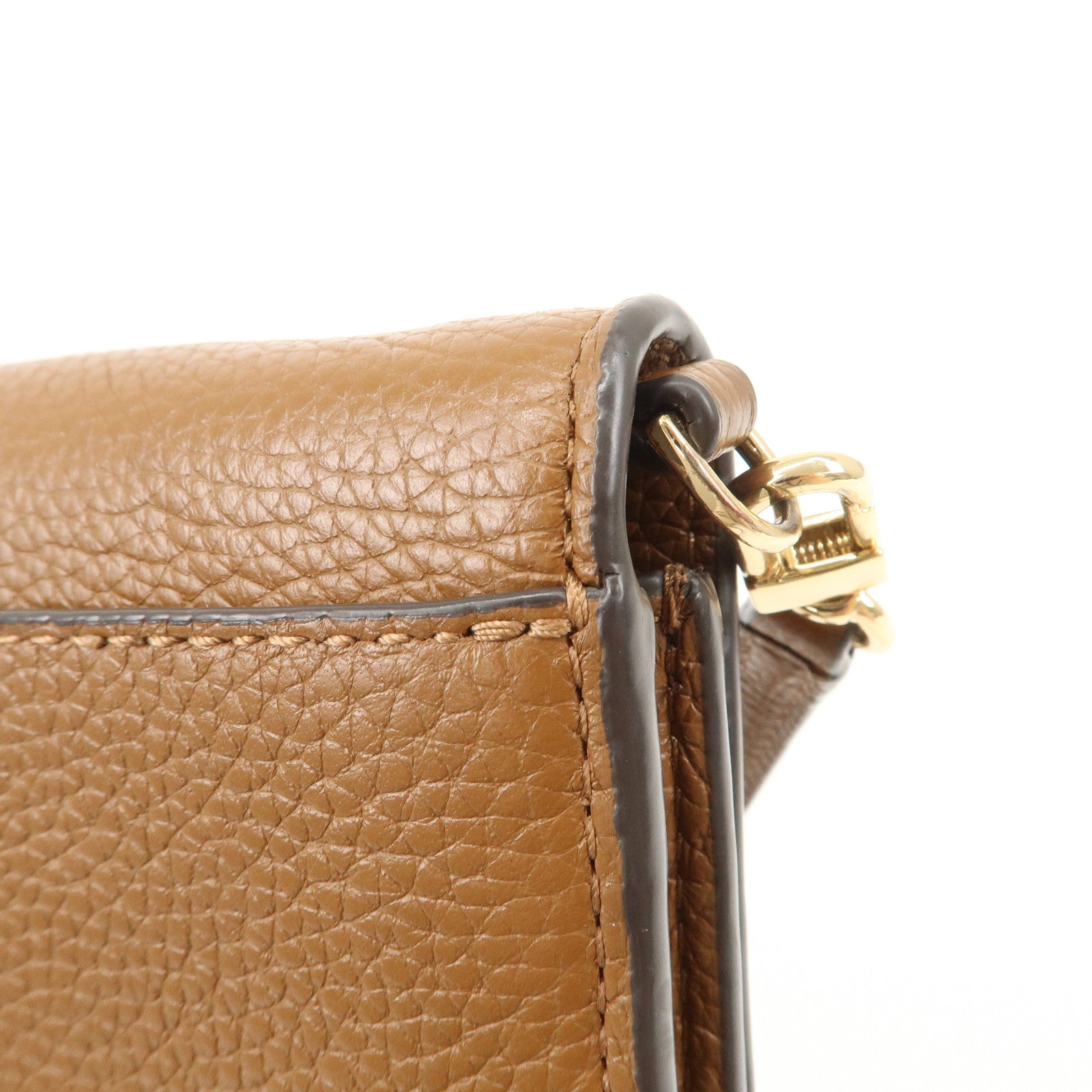 TORY BURCH Leather Shoulder Wallet Brown Used