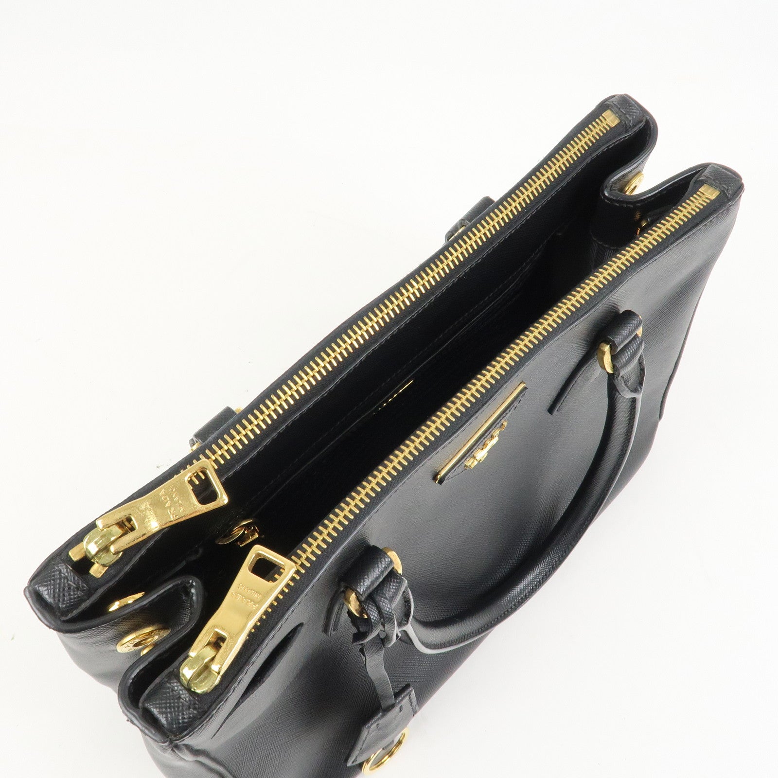 PRADA Triangle Logo Saffiano Leather 2Way Shoulder Bag Black BN2863