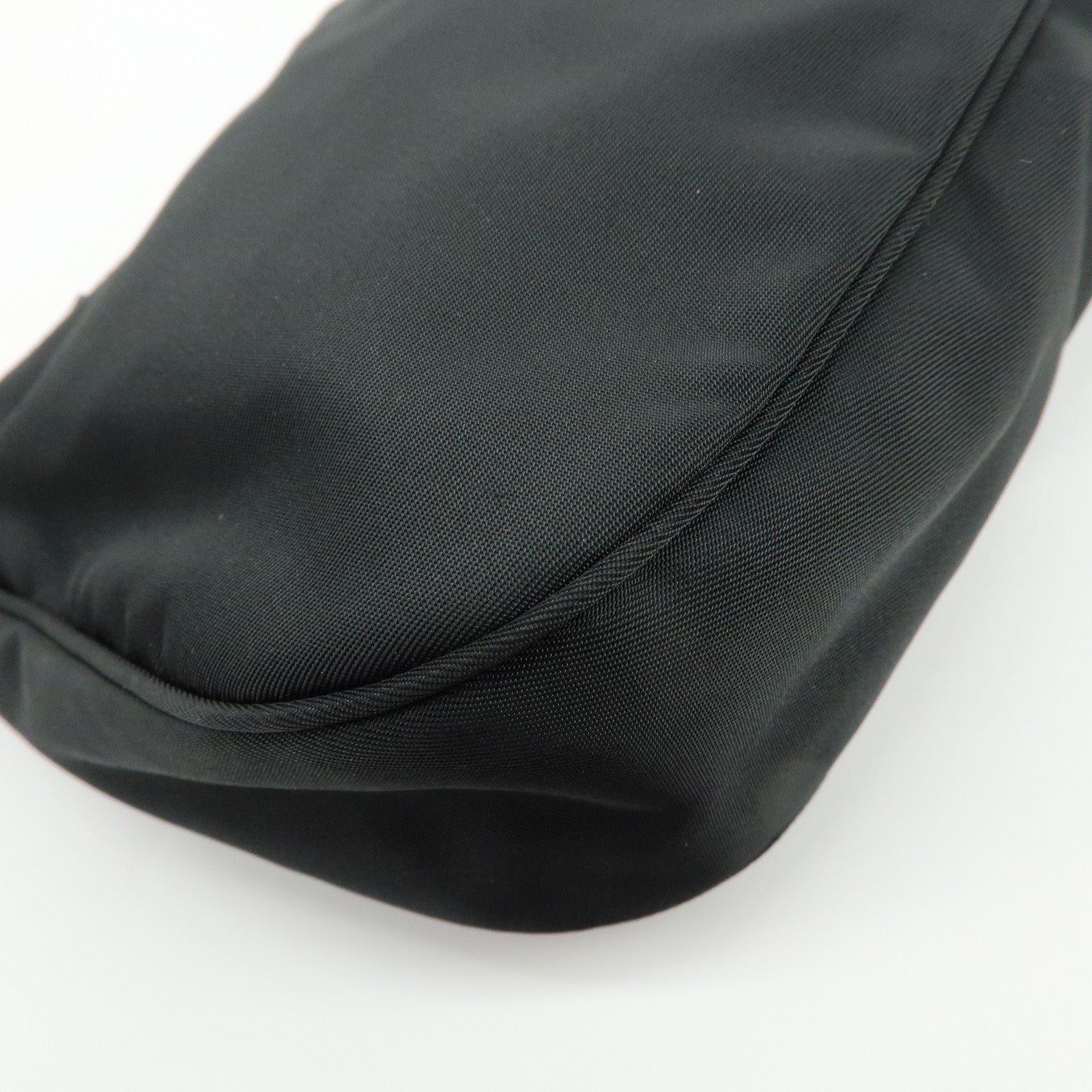 PRADA Triangle Logo Leather Shoulder Bag Hand Bag Black