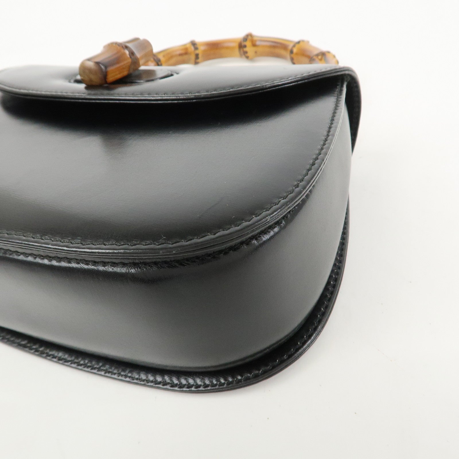GUCCI Bamboo Leather 2WAY Bag Hand Bag Black 000 2046