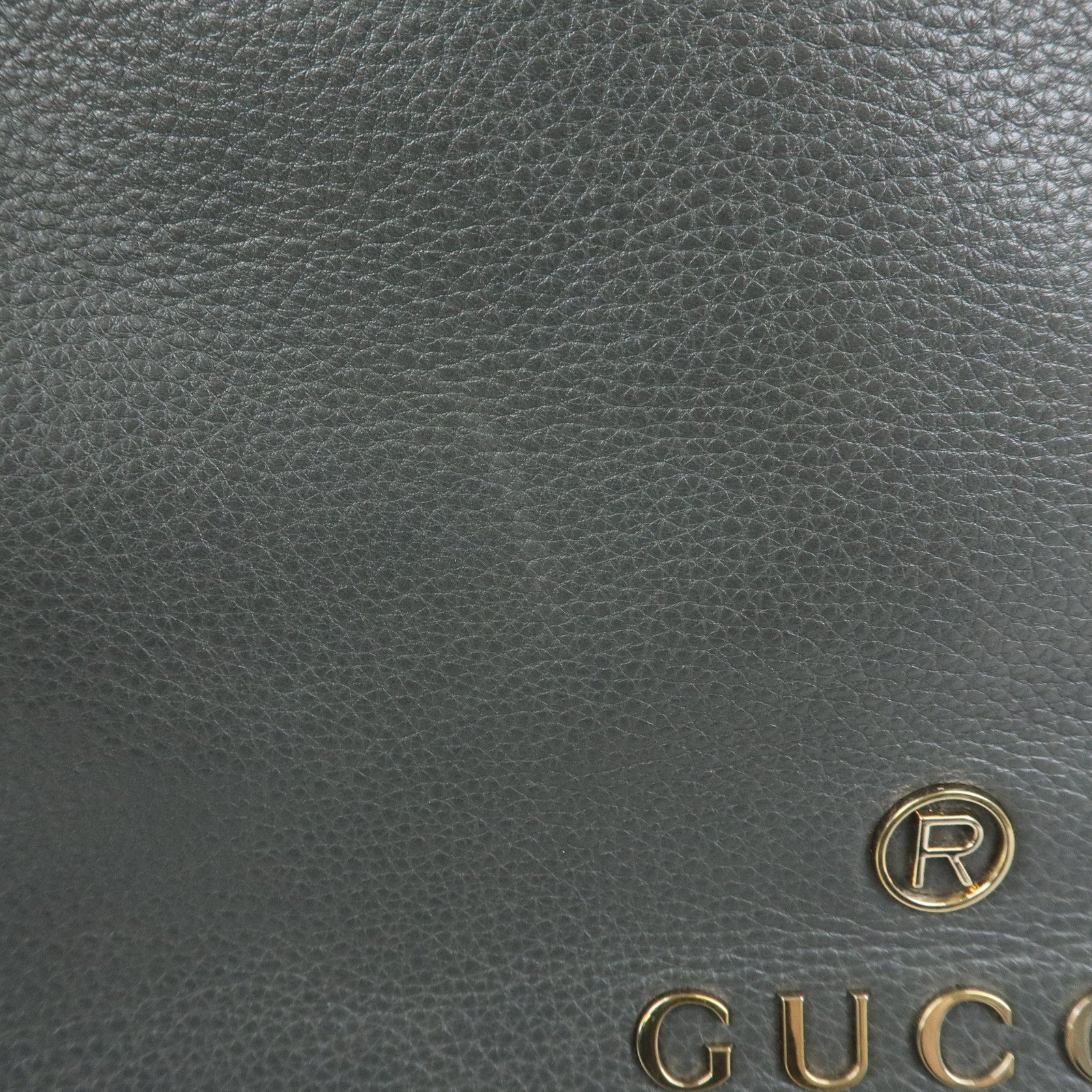 GUCCI Logo Leather Tote Bag Shoulder Bag Gray 380118