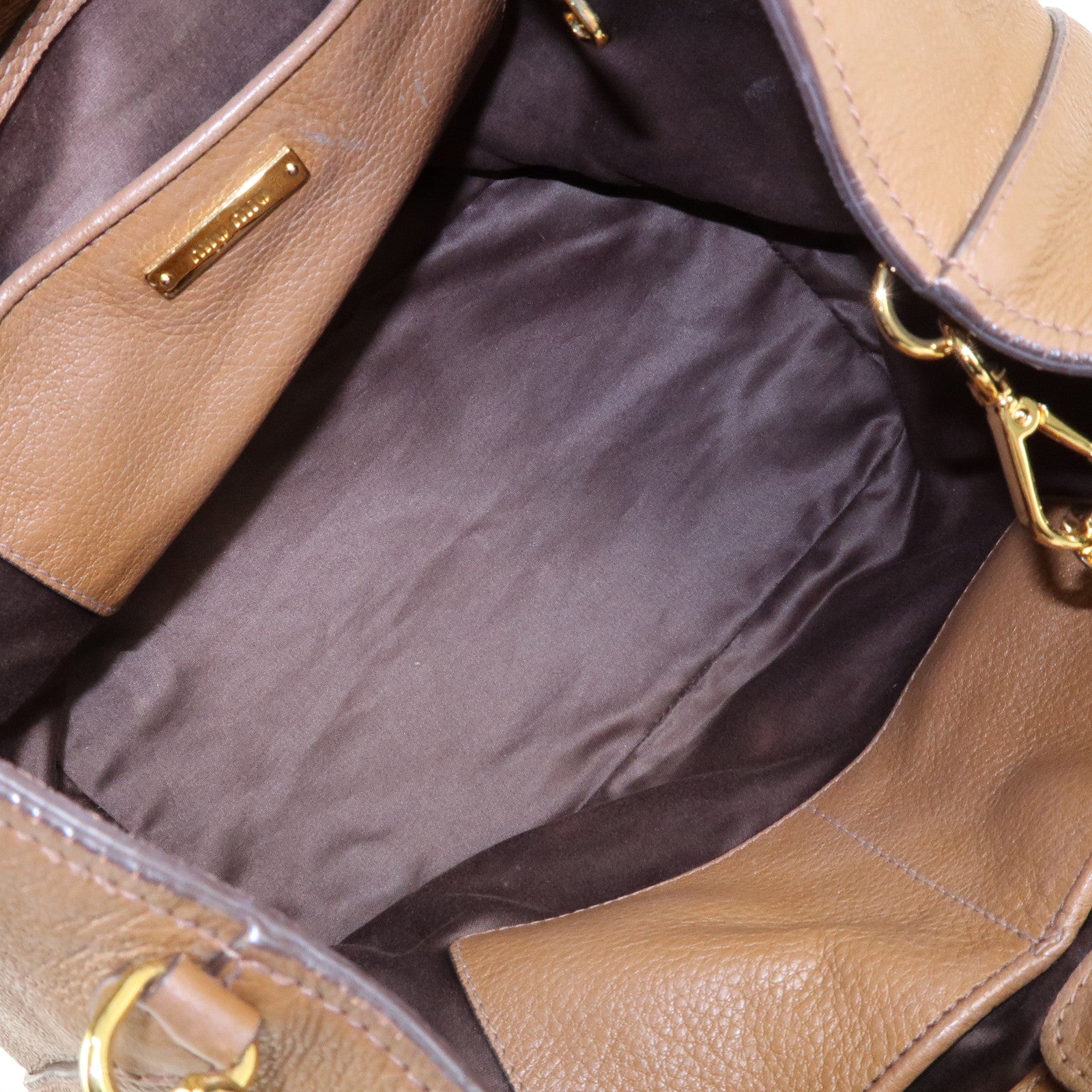 MIU MIU Vitello Phenix Leather Shoulder Bag Hand Bag Brown RN0886 Used