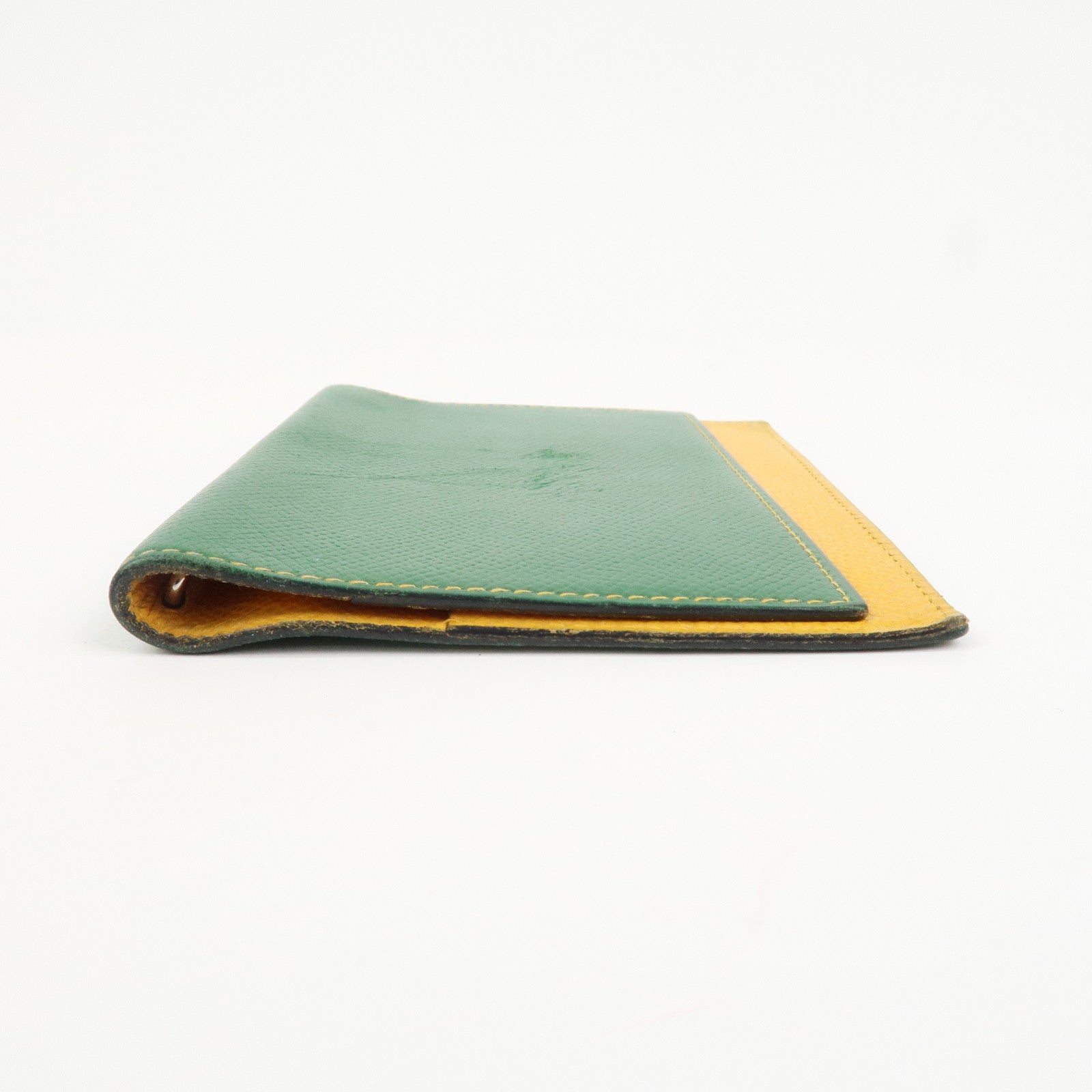 HERMES Leather Logo 〇Y Stamped Agenda PM Planner Cover Green