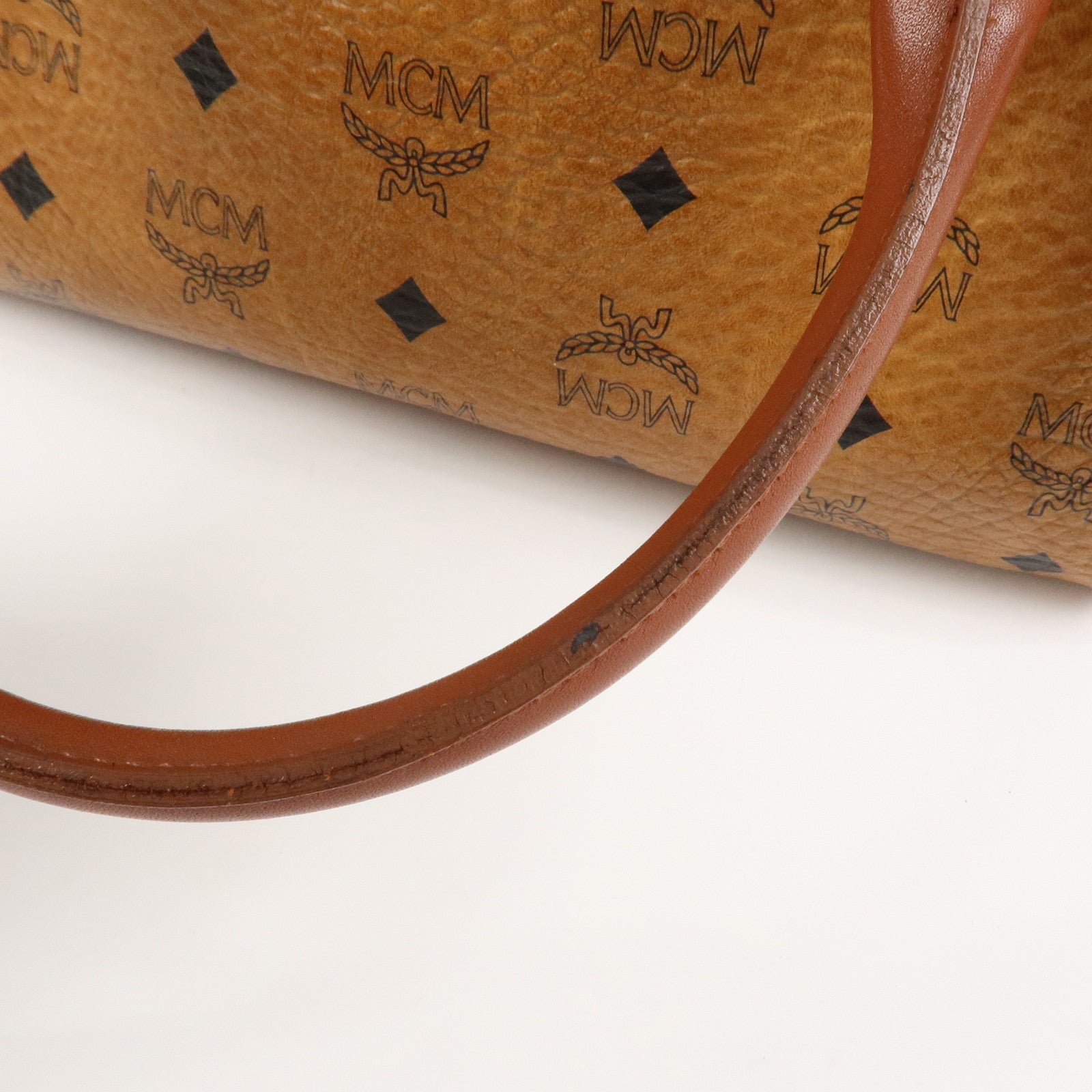 MCM Visetos Logo Leather 2WAY Bag Hand Bag Shoulder Bag Brown