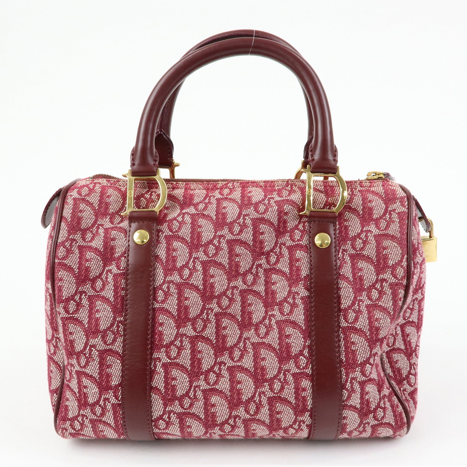 Christian Dior Trotter Jacquard Leather Boston Bag Burgundy