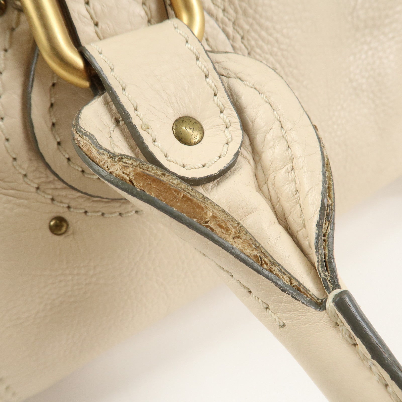 Chloe Paddington Leather Medium Hand Bag Shoulder Bag Ivory Used