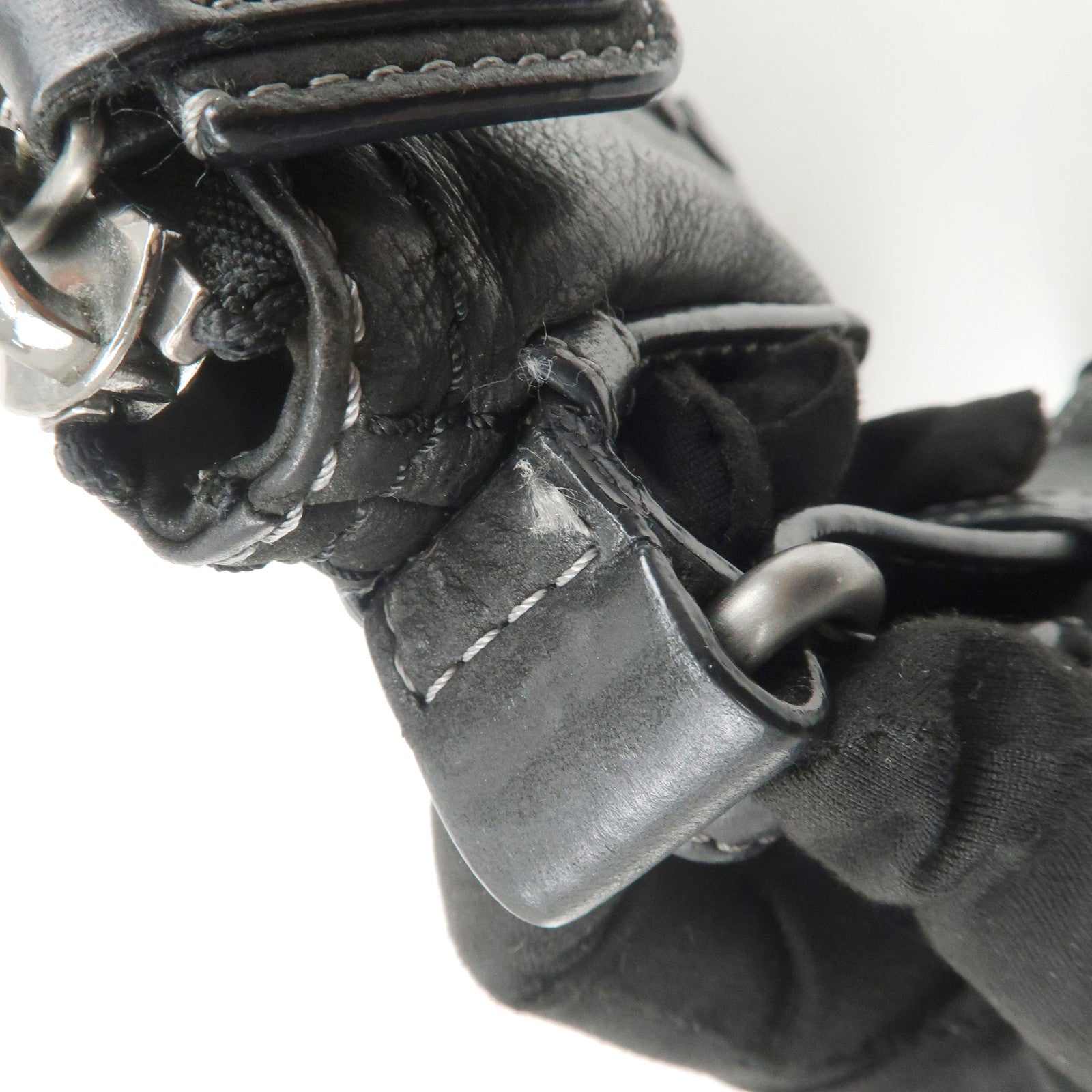 LOEWE Anagram Leather Canvas Shoulder Bag Crossbody Black