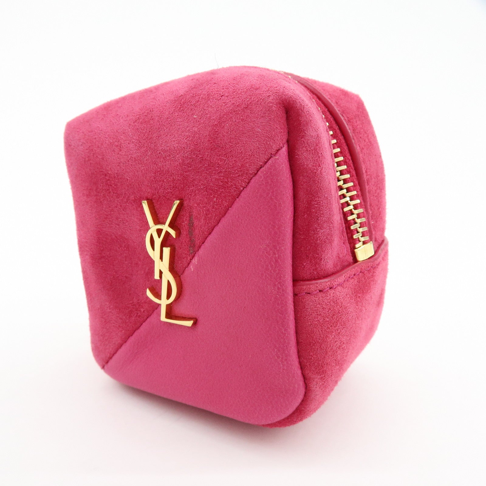 SAINT LAURENT PARIS Casandra Suede Leather Jamie Cube Pouch 669964