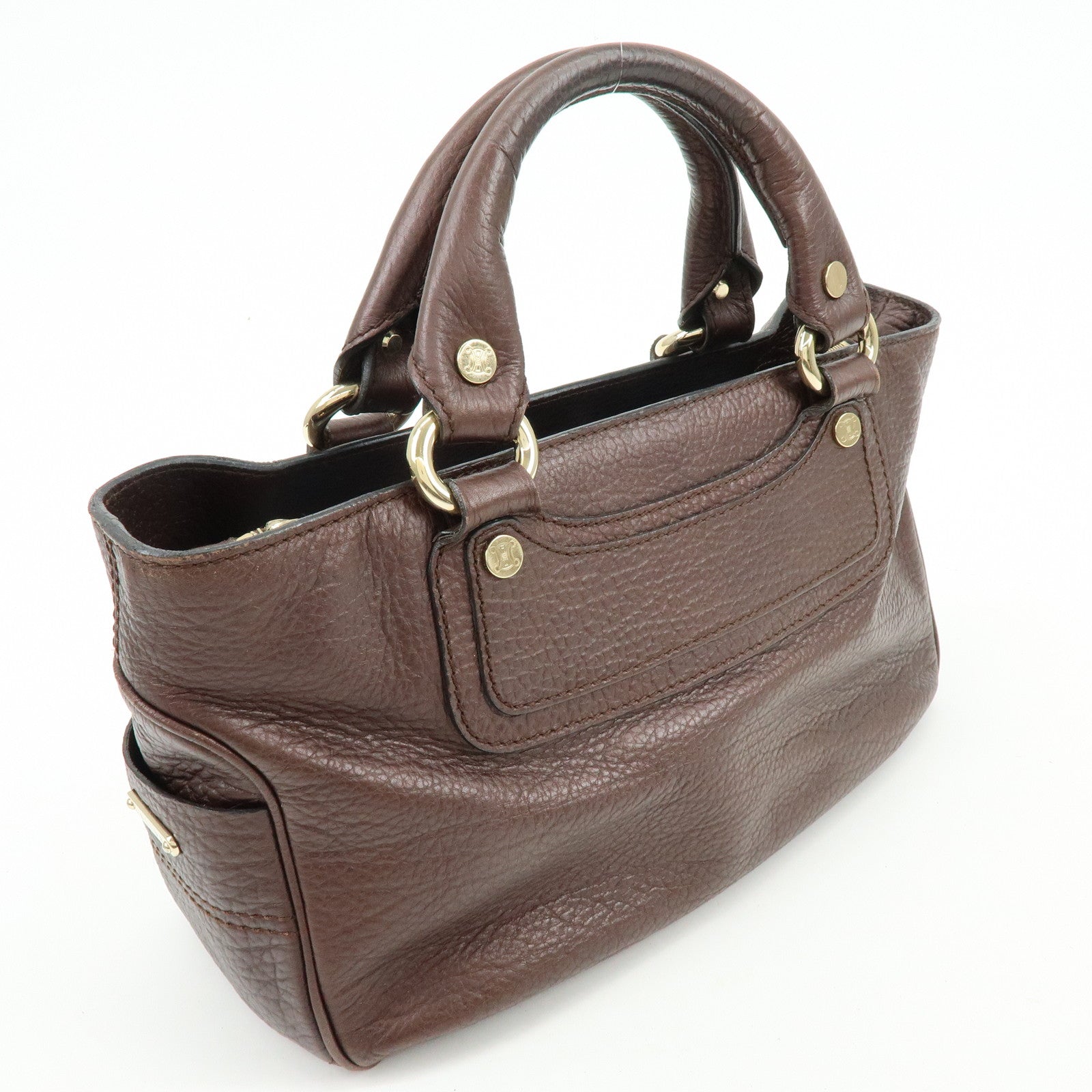 CELINE Macadam Leather Boogie Bag Hand Bag Burgundy