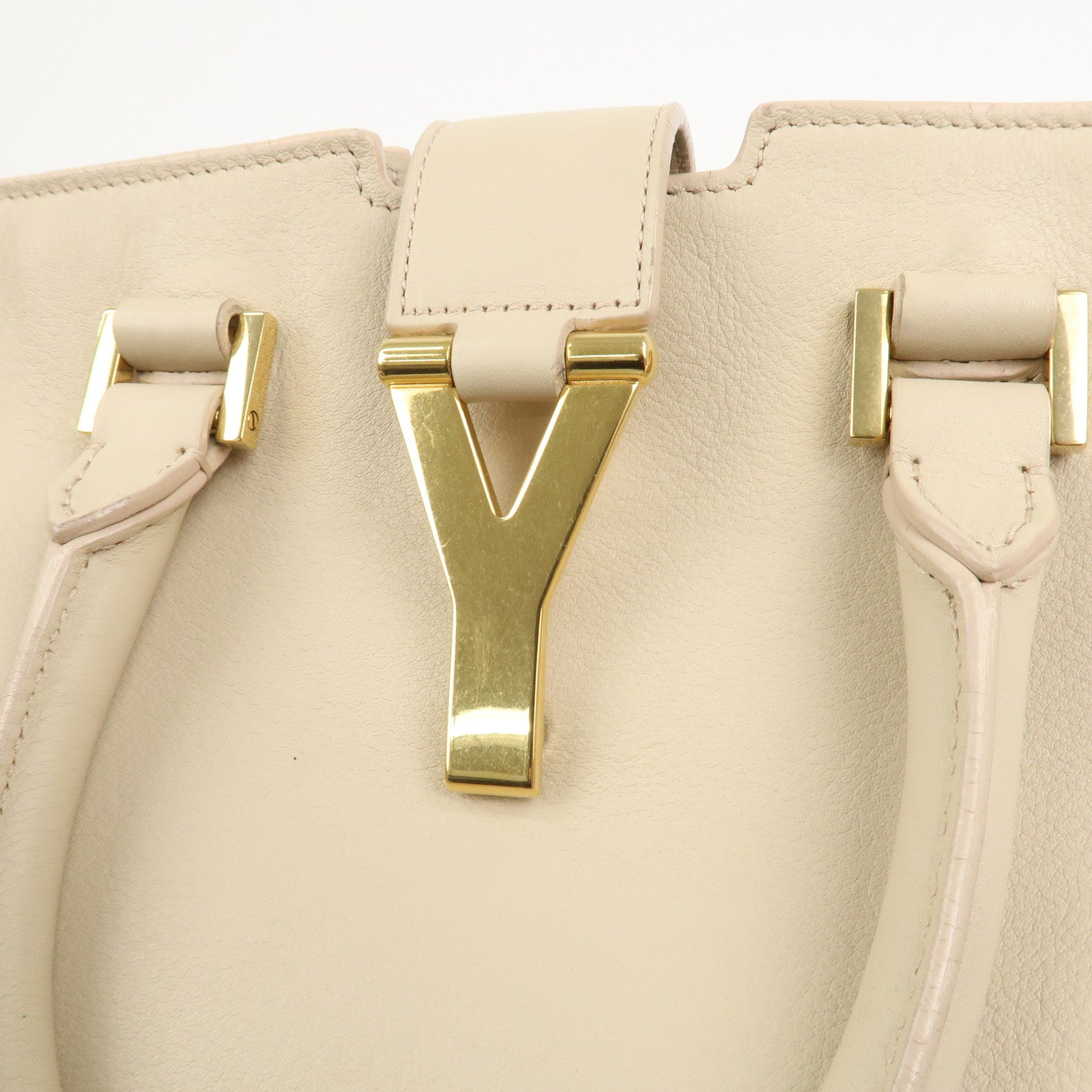 SAINT LAURENT PARIS Leather Petit Cabas Y 2WAY Bag Beige 311210