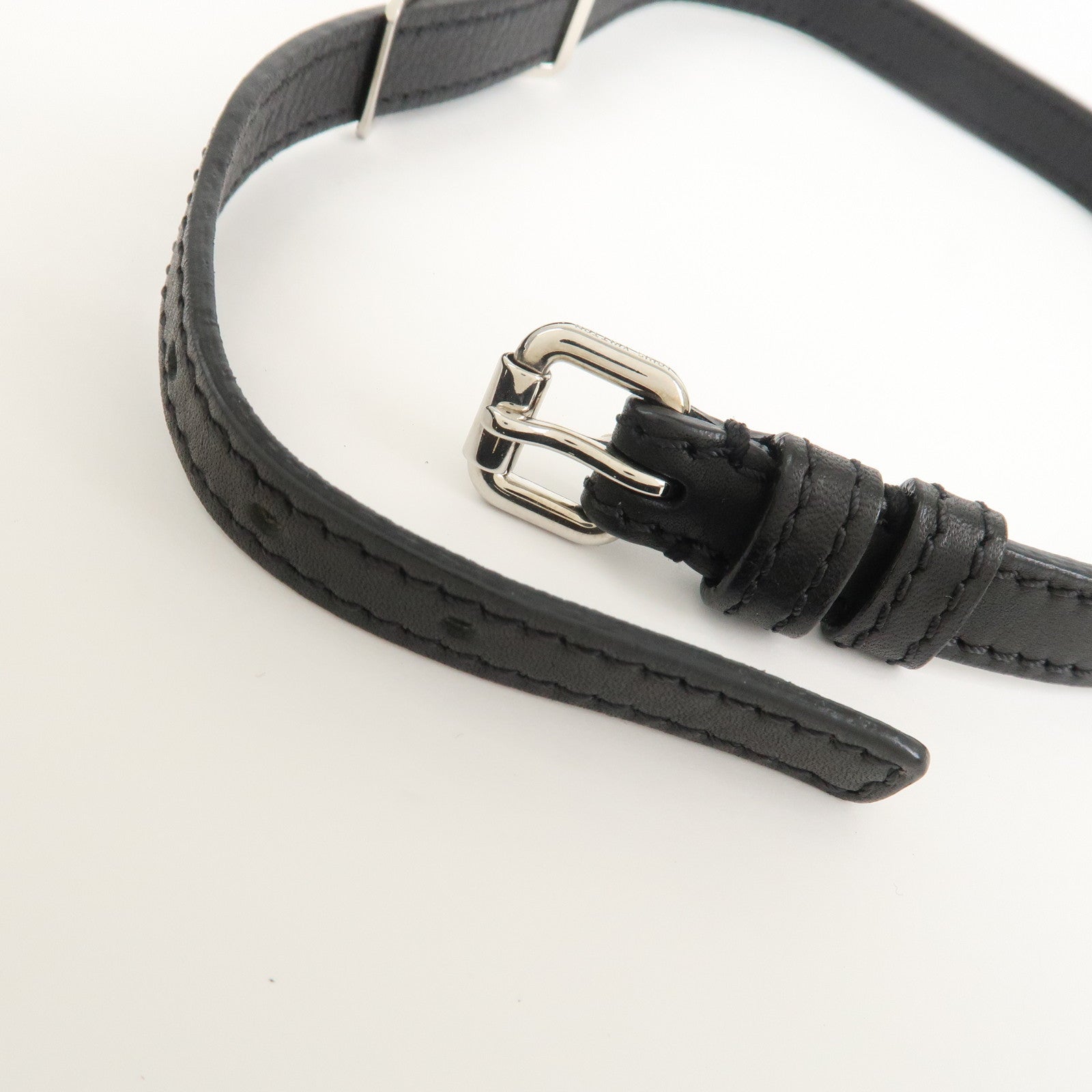Louis Vuitton Leather Metal Double Tour Bracelet Black Silver