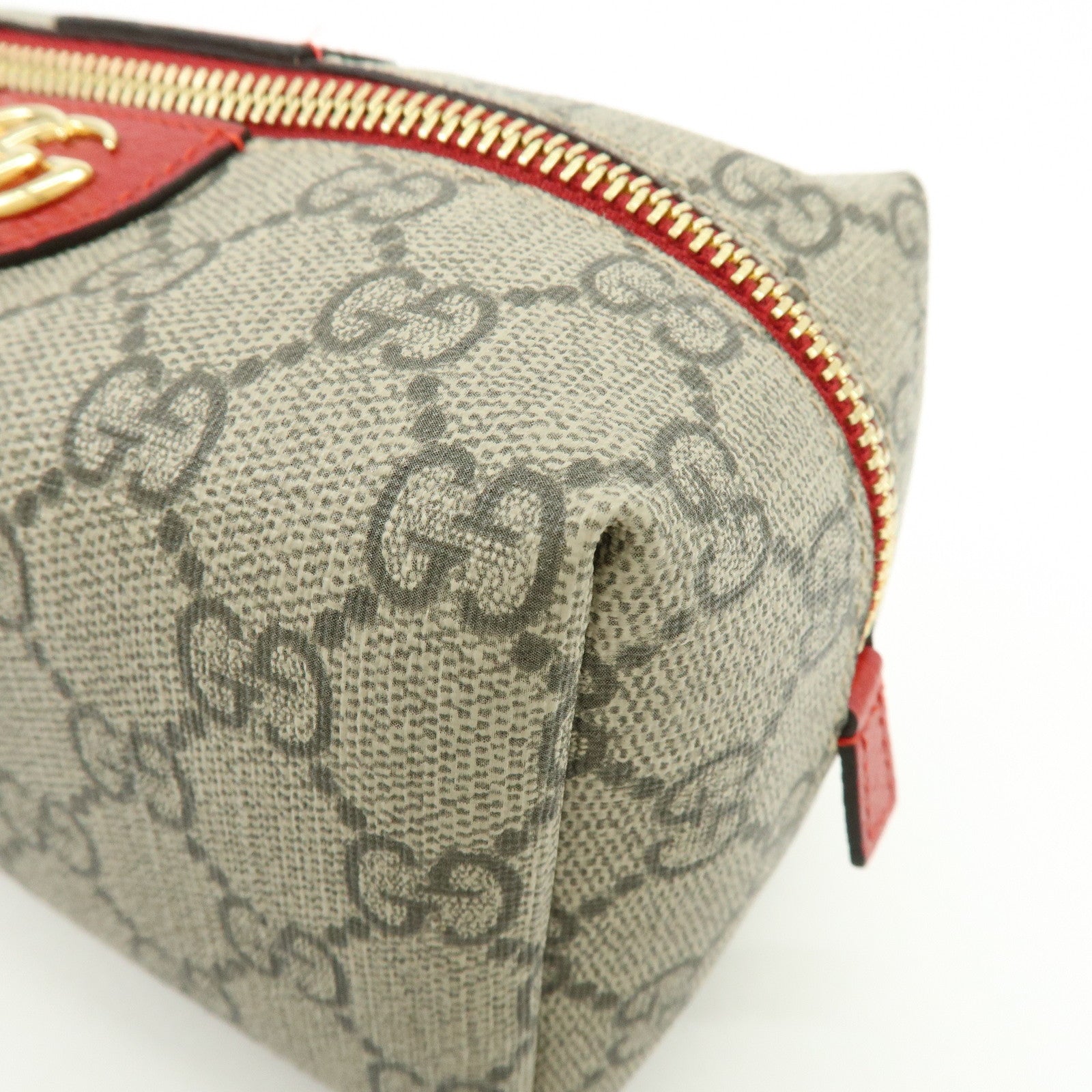 GUCCI GG Marmont GG Supreme Cosmetic Pouch Brown Red 548393