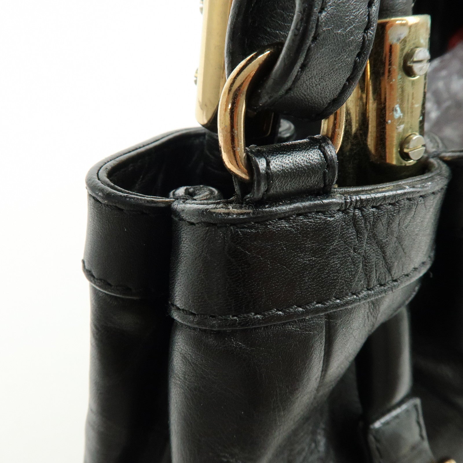 Chloe Victoria Leather 2Way Bag Shoulder Bag Black