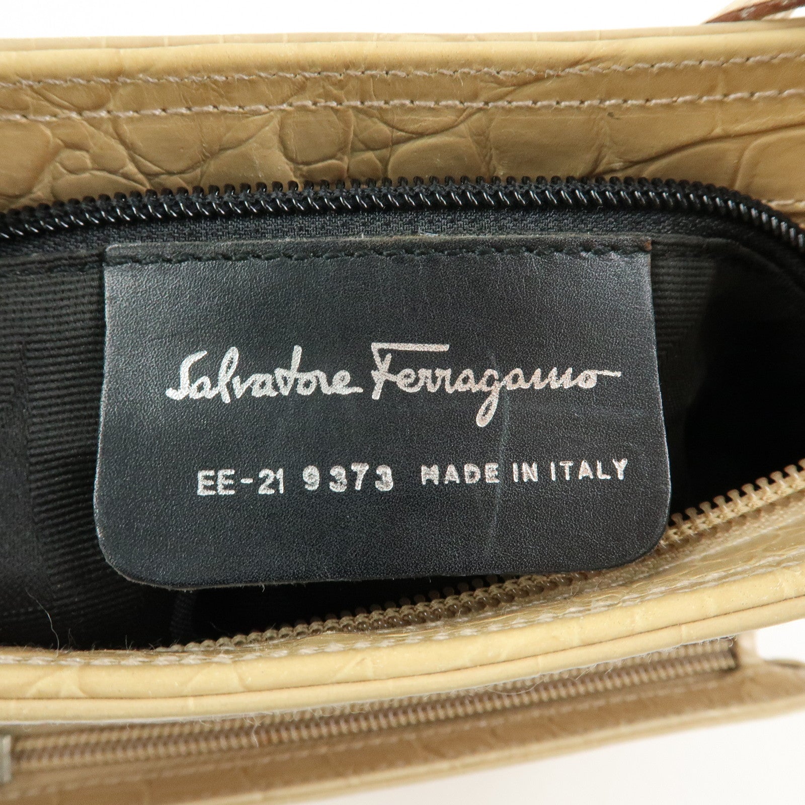 Ferragamo Gancini Embossed Leather Shoulder Bag Beige