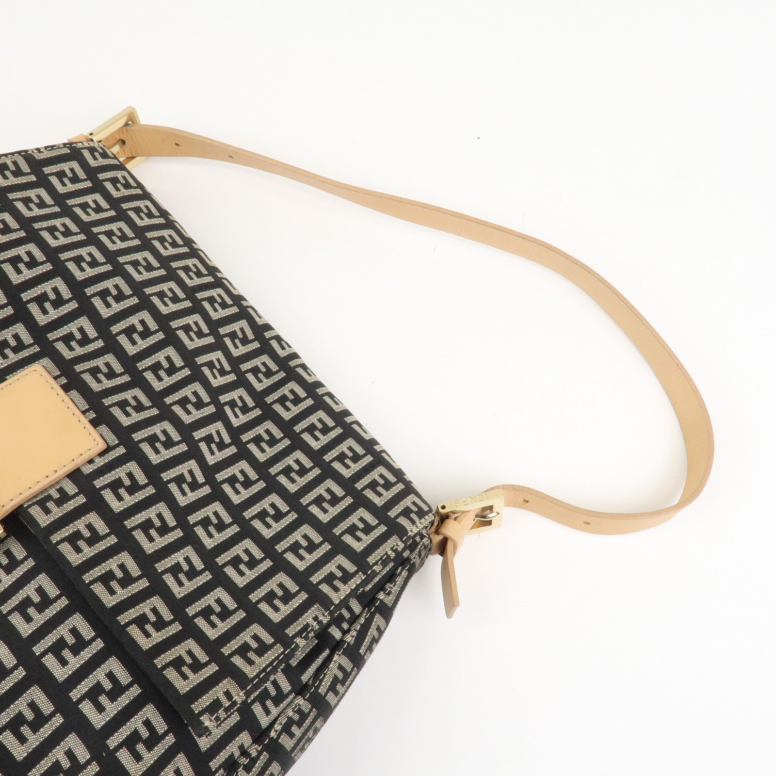 FENDI Mamma Baguette Canvas Leather Shoulder Bag 8BR001