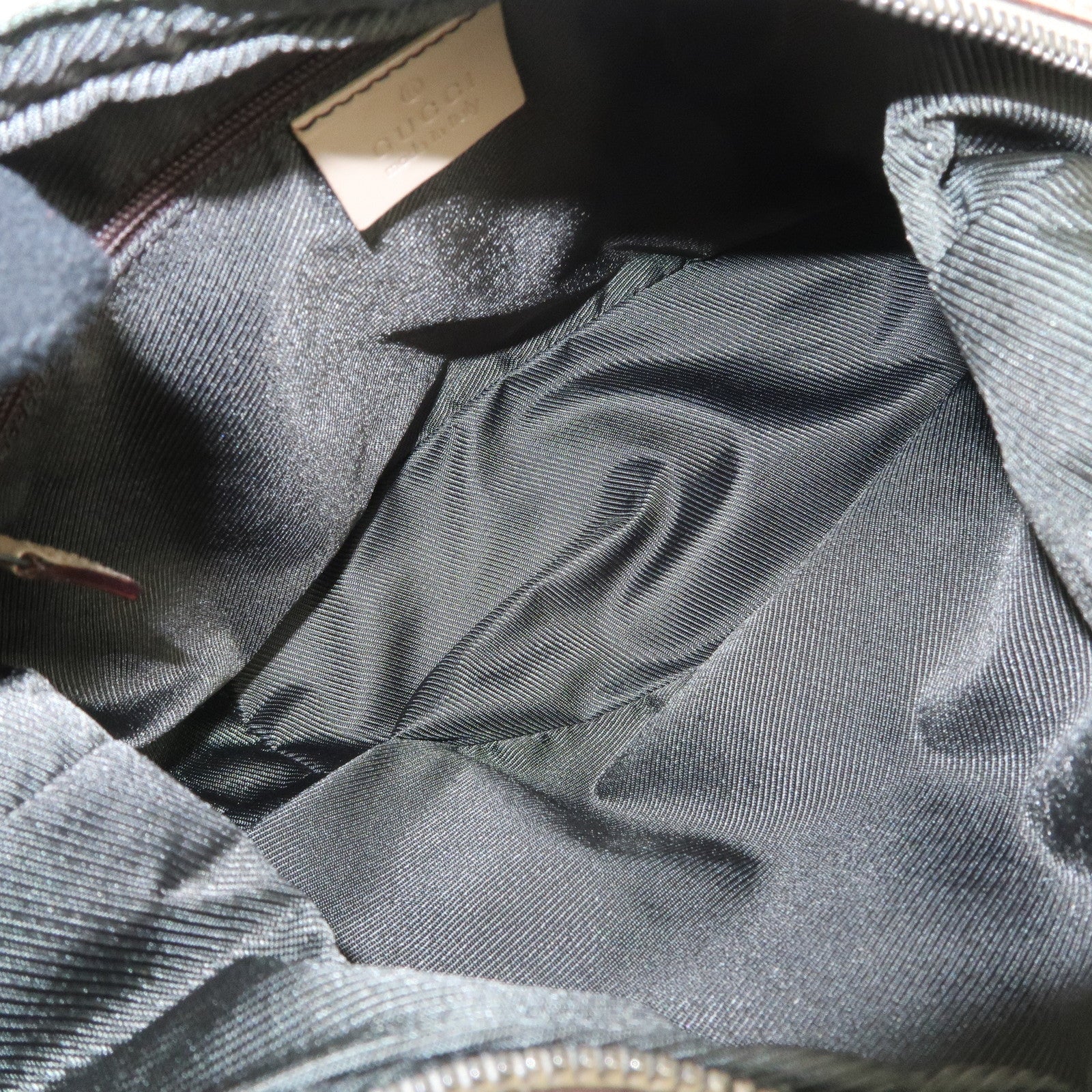 GUCCI GG Canvas Leather Shoulder Bag Hand Bag Beige Silver