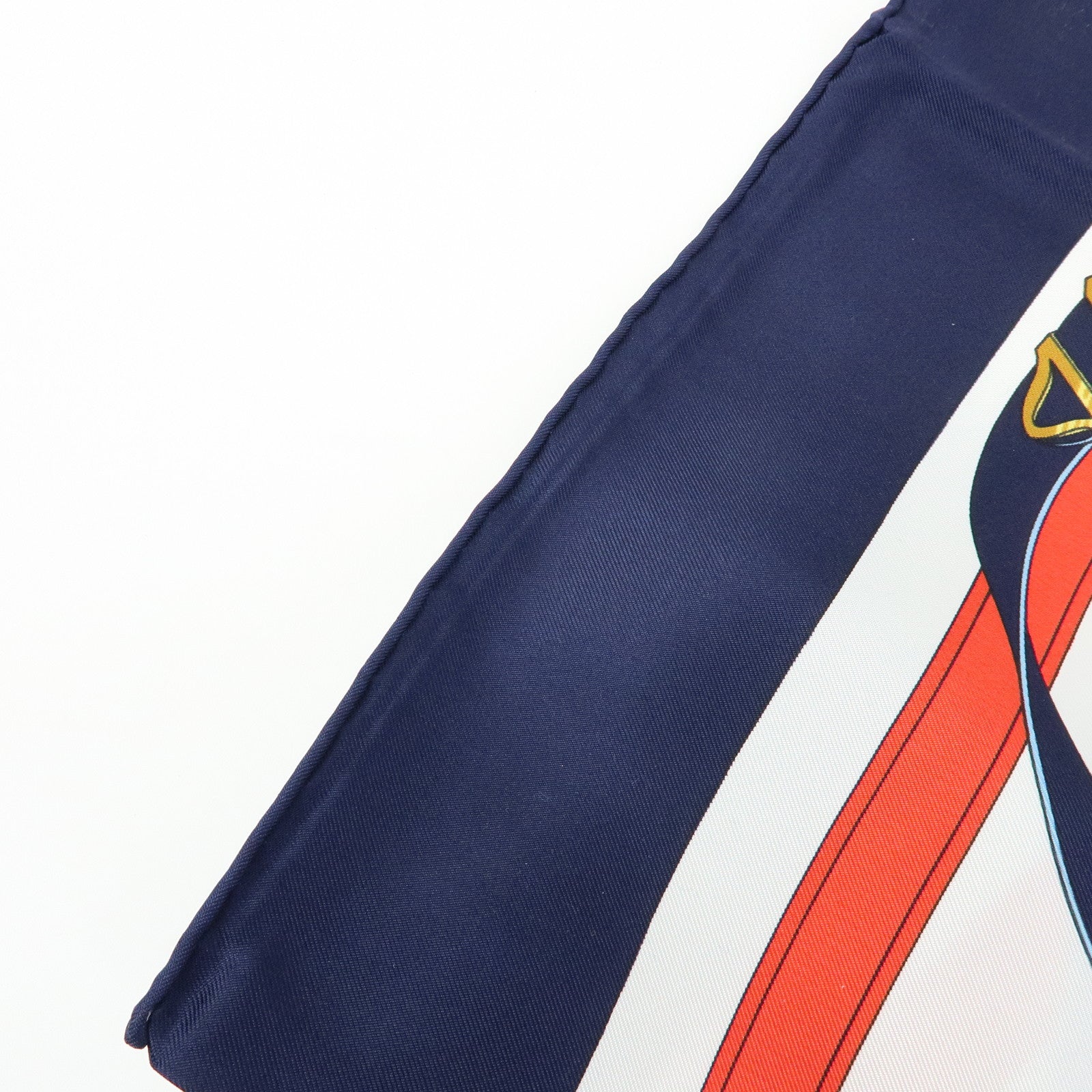 HERMES Carre 90 Silk 100% Scarf Eperon d'or White Navy Red Yellow