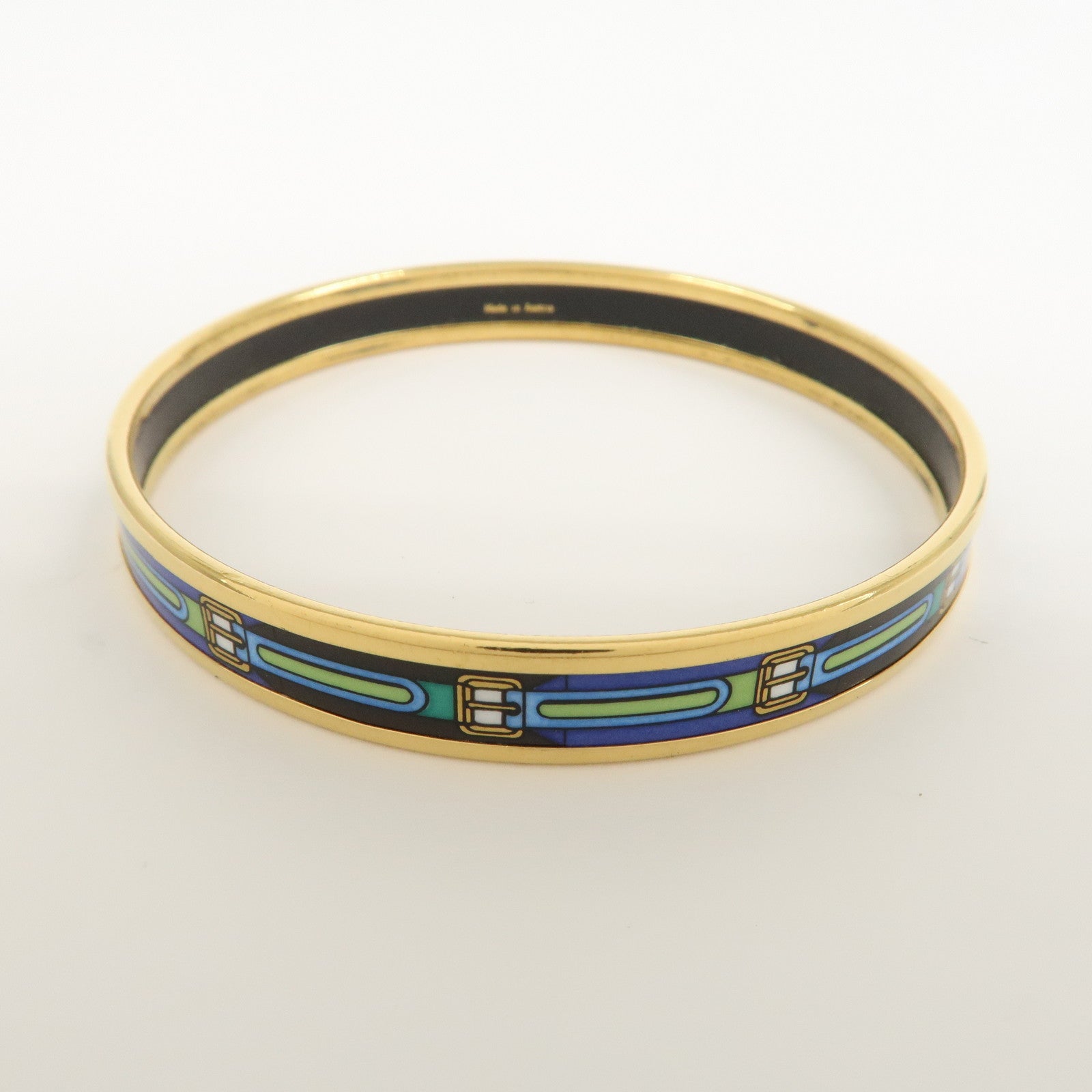 HERMES Email PM Metal Bracelet Bangle Blue