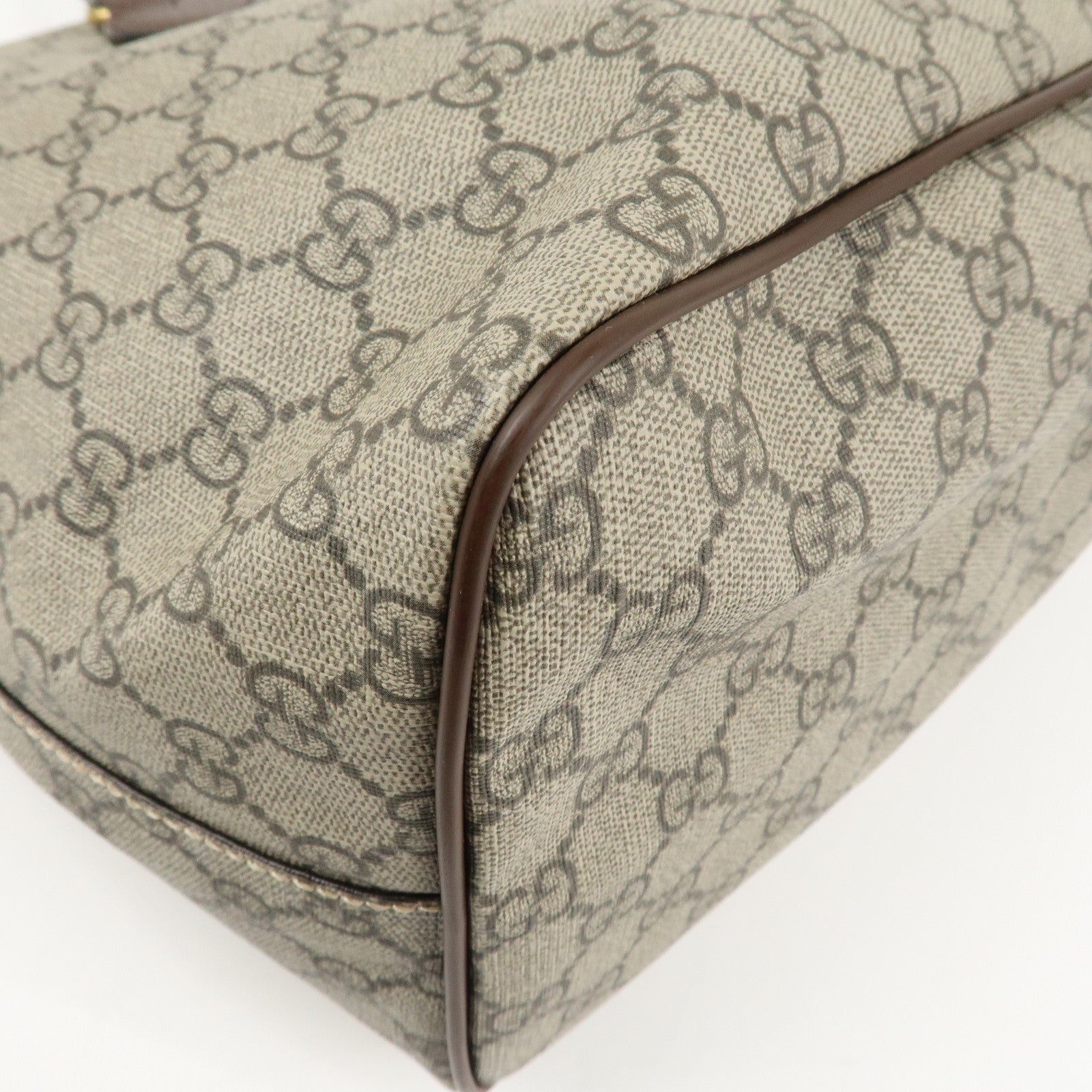 GUCCI GG Supreme Canvas Leather 2WAY Tote Bag Beige Brown 474085 Used