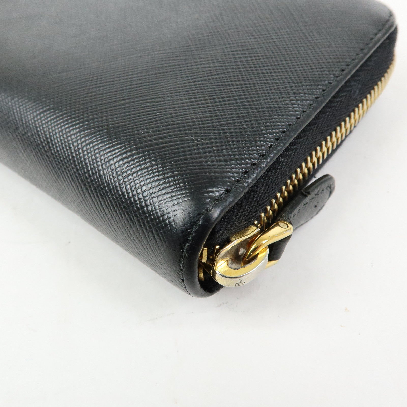 PRADA Saffiano Leather Round Zippy Long Wallet Black 1ML506