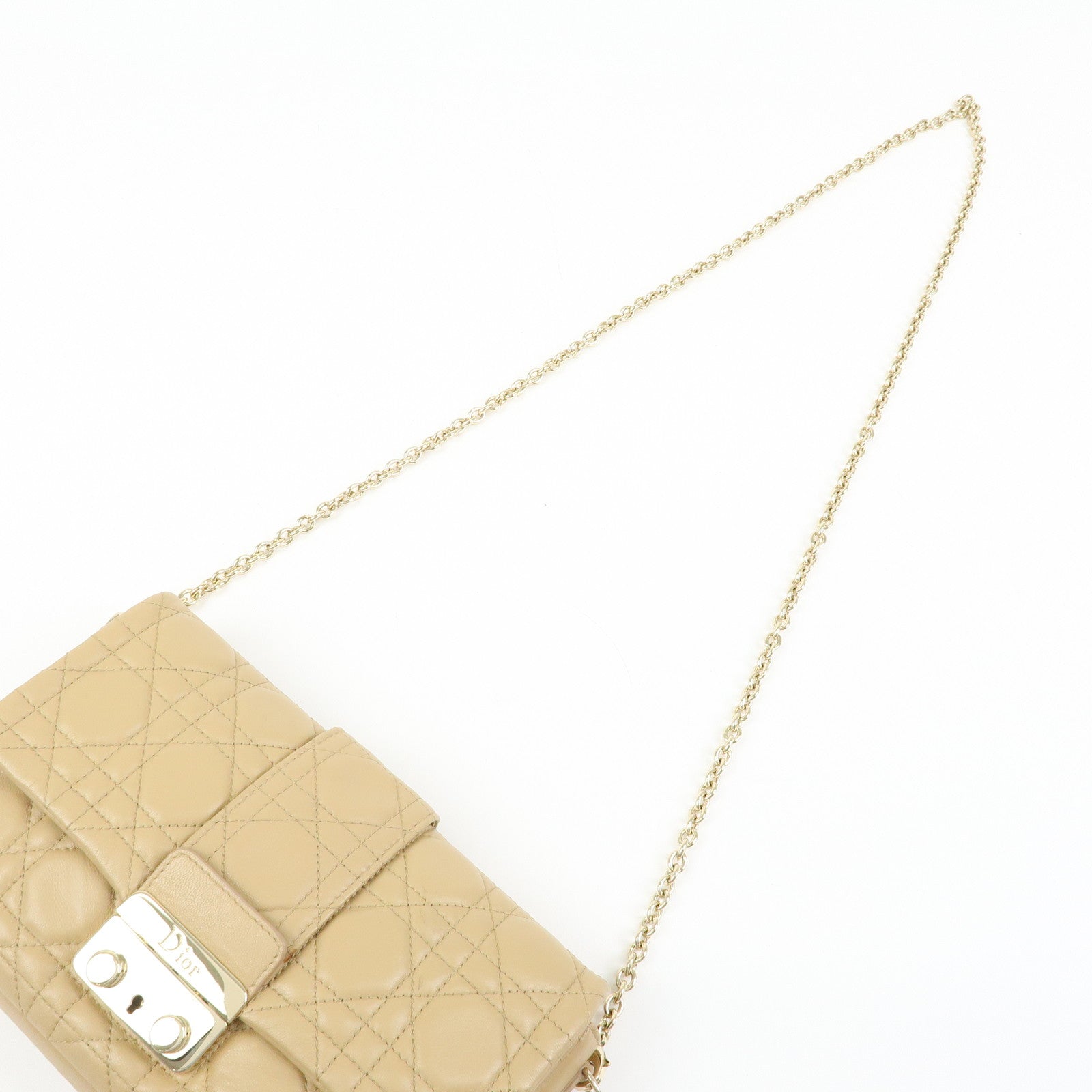 Christian Dior Canage New Lock Lamb Skin Chain Shoulder Bag Beige