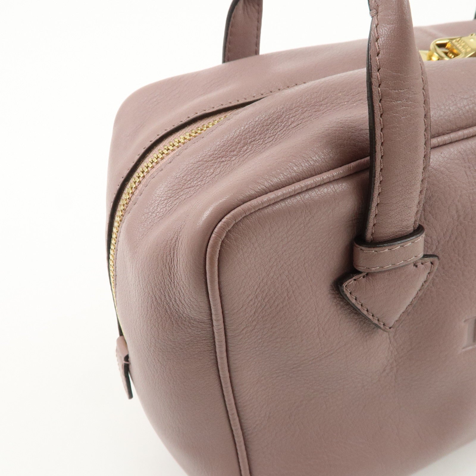 LOEWE Heritage Leather Mini Boston Bag Hand Bag Lavender Used