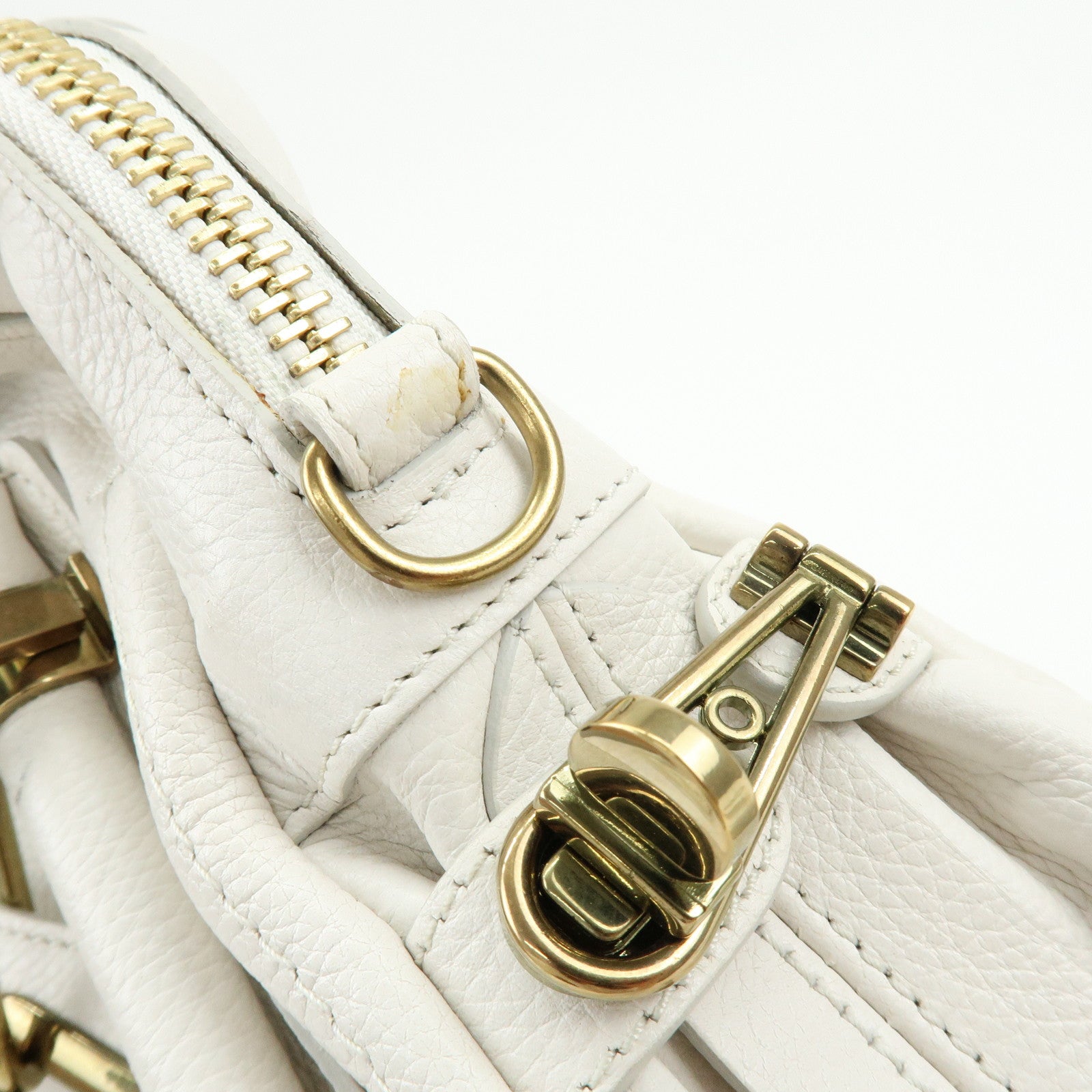 Chloe Paraty Leather 2Way Bag Hand Bag White
